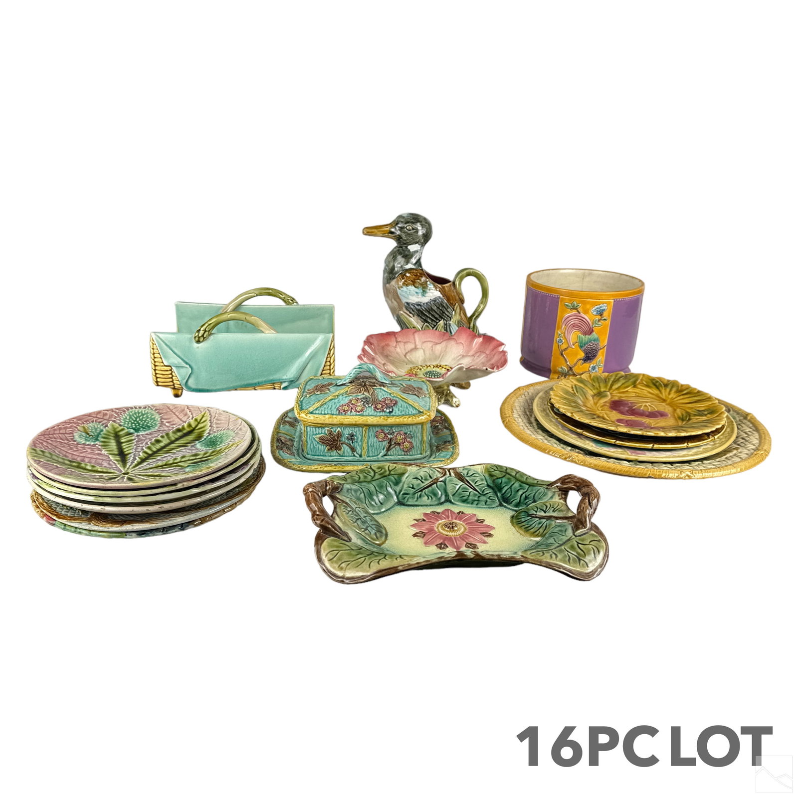 Italian French Bohemian Majolica Pottery 16pc LOT (1 of 7)