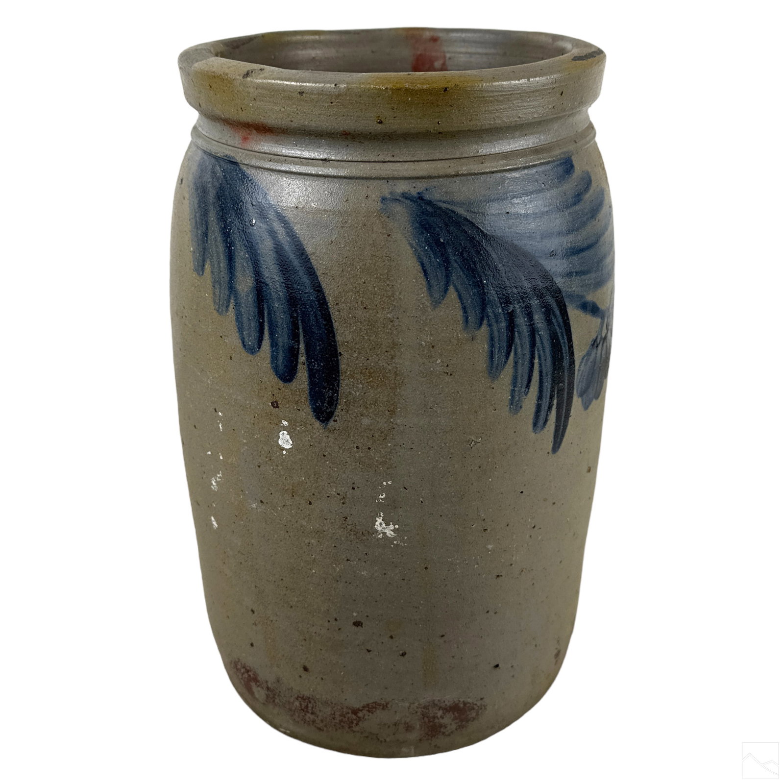 Salt Glaze Antique Two Gallon Cobalt On Gray Crock (1 of 5)