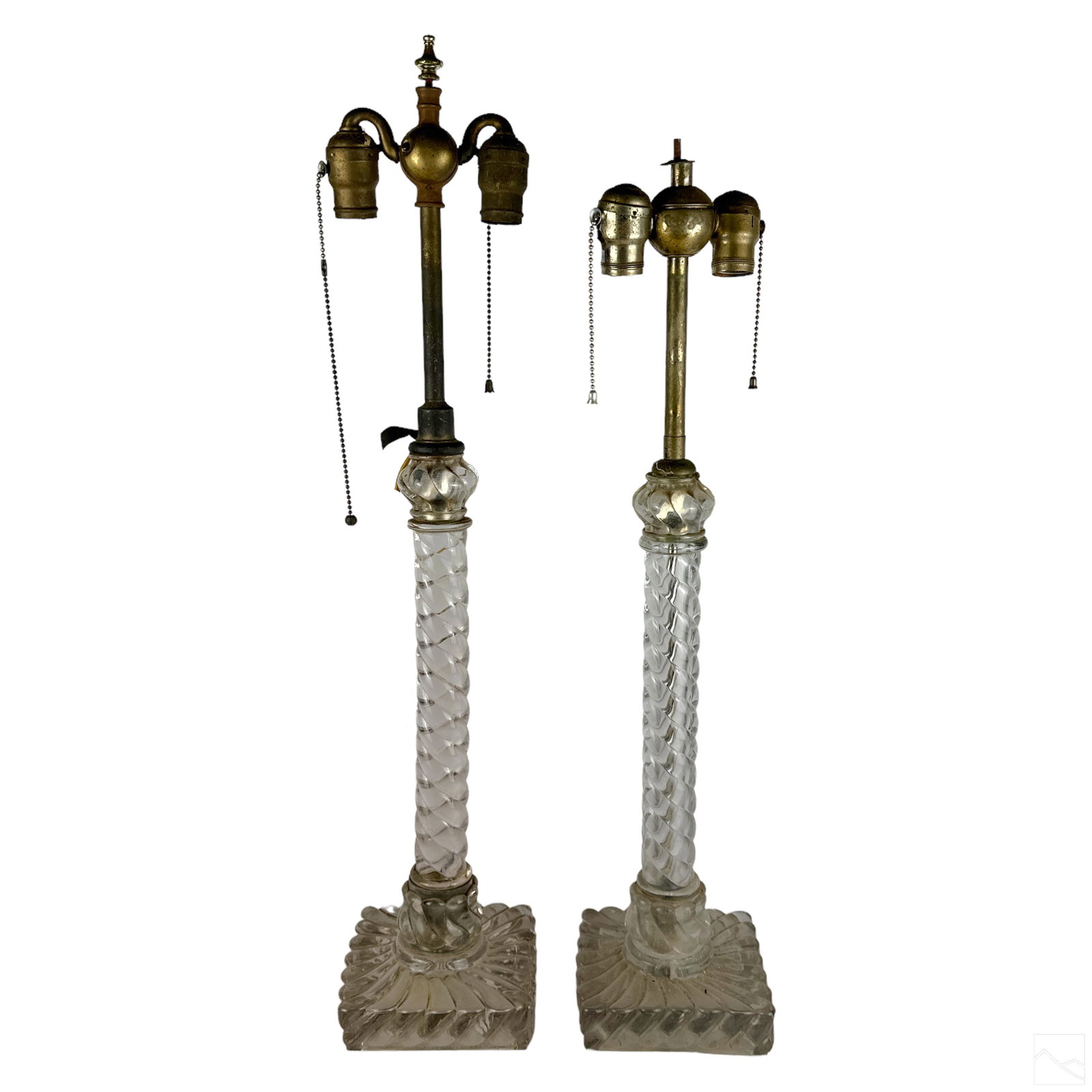 Antique Baccarat Style Twisted Glass Column Lamps (1 of 8)
