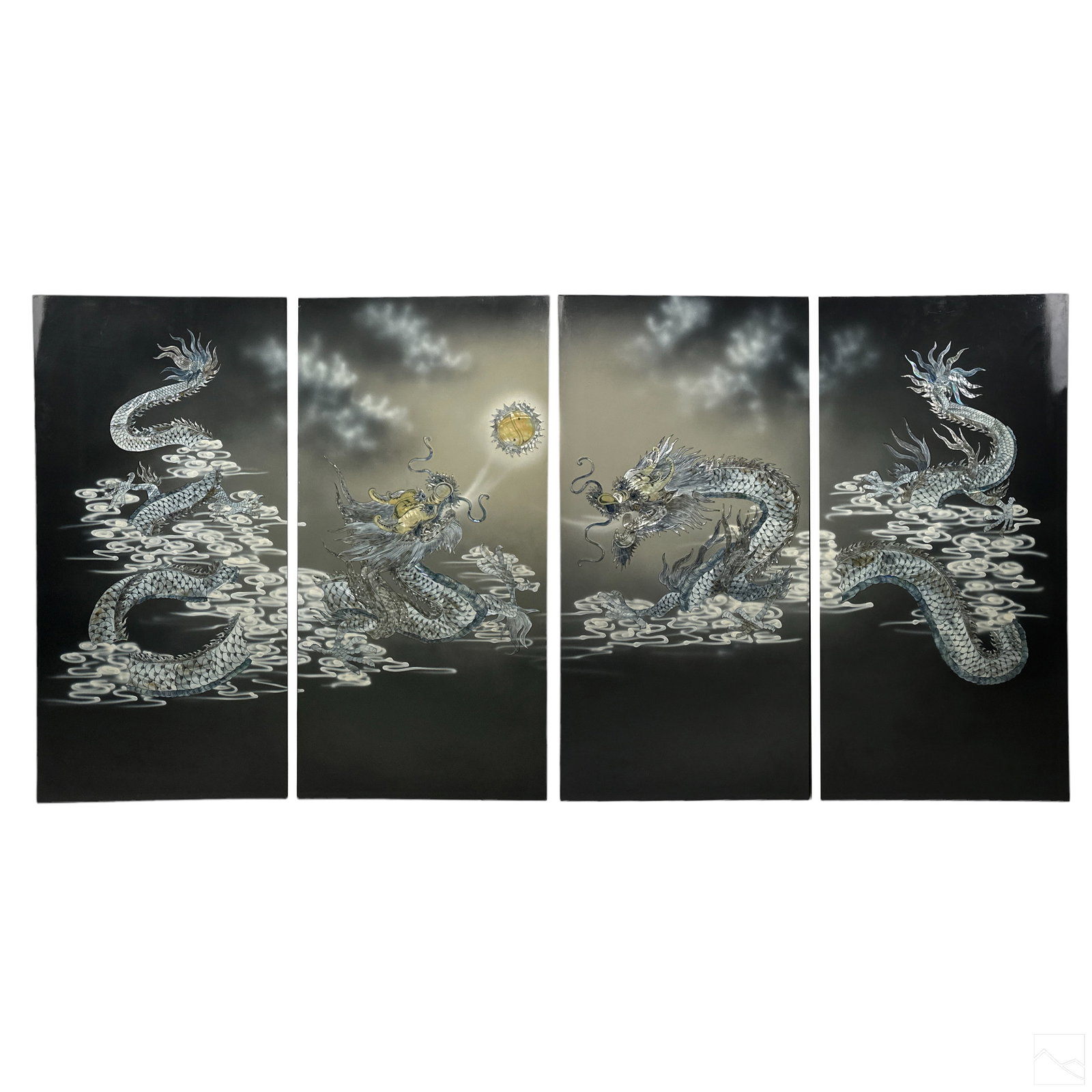 Vietnamese Mother of Pearl Dueling Dragons Panels (1 of 8)