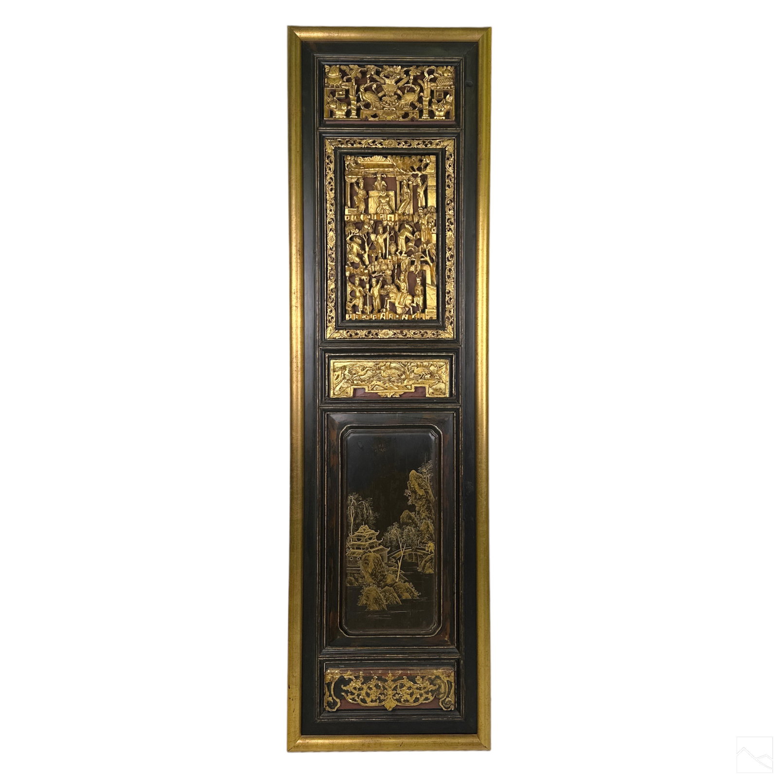 Chinese Deep Relief Gilt Lacquered Landscape Door (1 of 4)