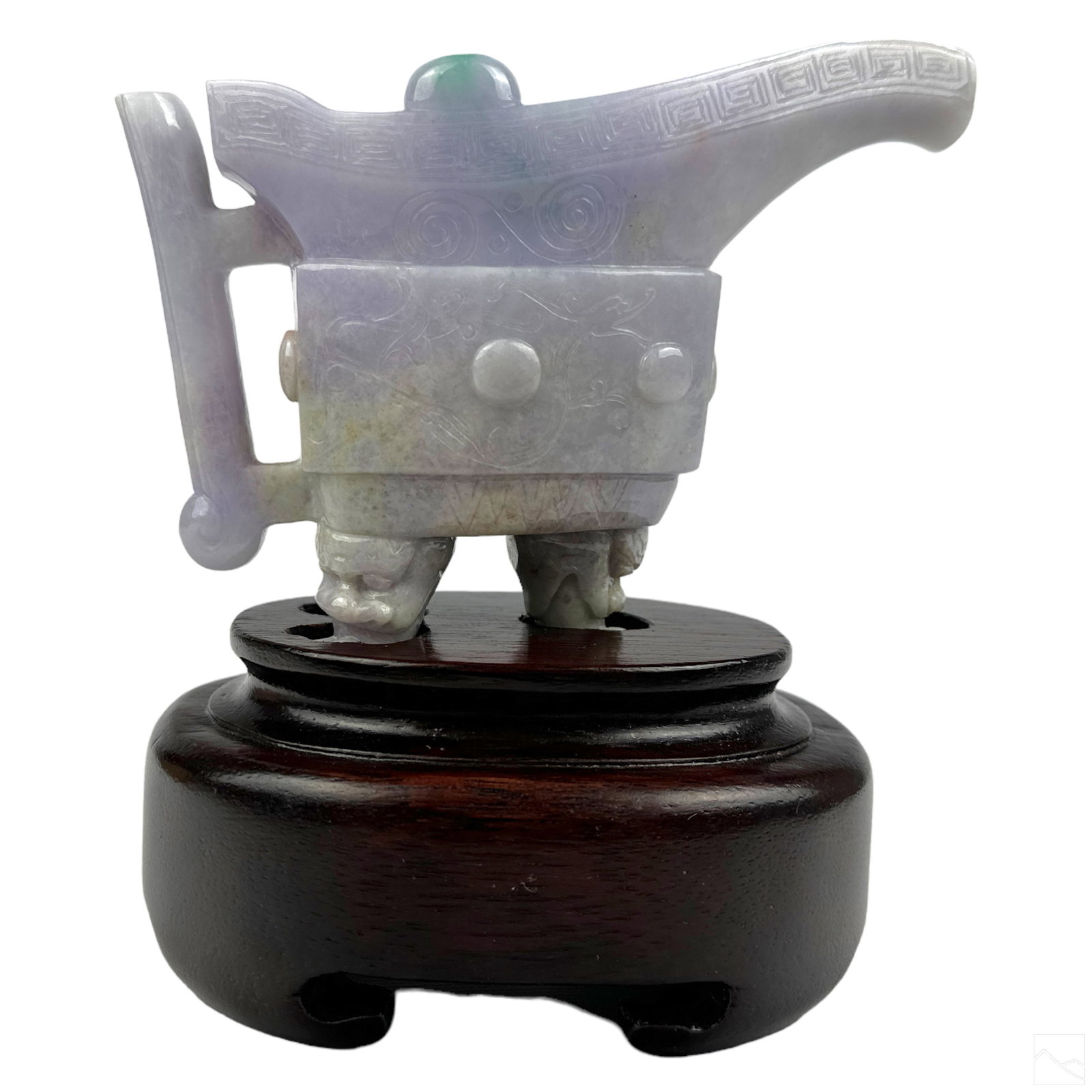 Chinese Antique Carved Jade Jue Tripod Ewer Vessel (1 of 5)