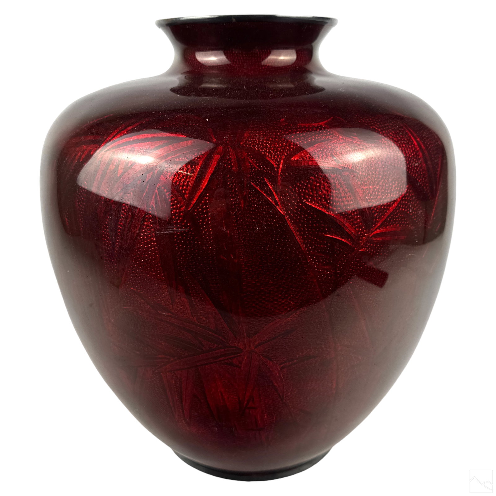 Japanese Ginbari Foil Cloisonne Enamel Silver Vase (1 of 5)