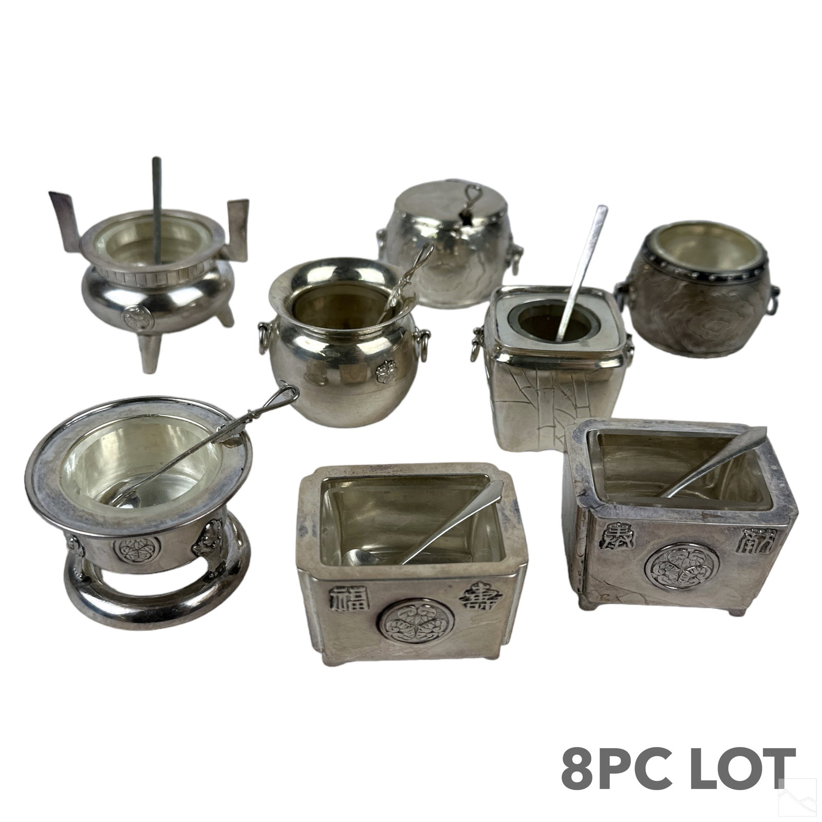 Japanese Silver Master Salt Cellars 8pc. LOT 245g. (1 of 5)