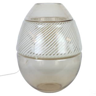 Murano Carlo Nason Glass Egg Lamp for A.V. Mazzega: A Murano Venetian studio art glass nested Egg Lamp. Designed circa 1975 by Carlo Nason (born 1935) for A.V. Mazzega (Italy). Modernist. Comprised of three sections, with clear glass base, clear and wh