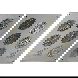 Salvador Dali Silver Ten Commandments Medals 4600g: A genuine set of 10 limited edition .999 oversized silver medals with original designs by Salvador Dali (1904-1989). Surrealist visual relief depictions of Biblical motifs, including the Ten