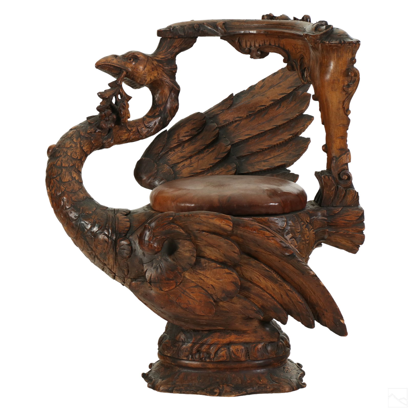 Italian Antique Carved Wood Phoenix Vanity Chair (1 of 7)