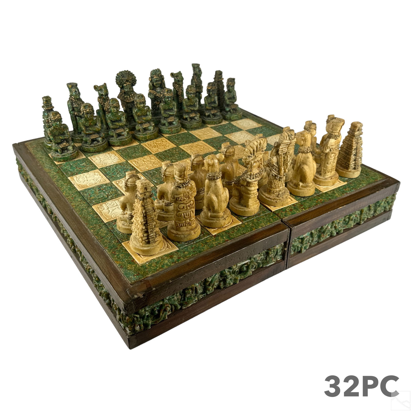 Artesanias Heredia De Mexico Aztec 32pc. Chess Set (1 of 5)