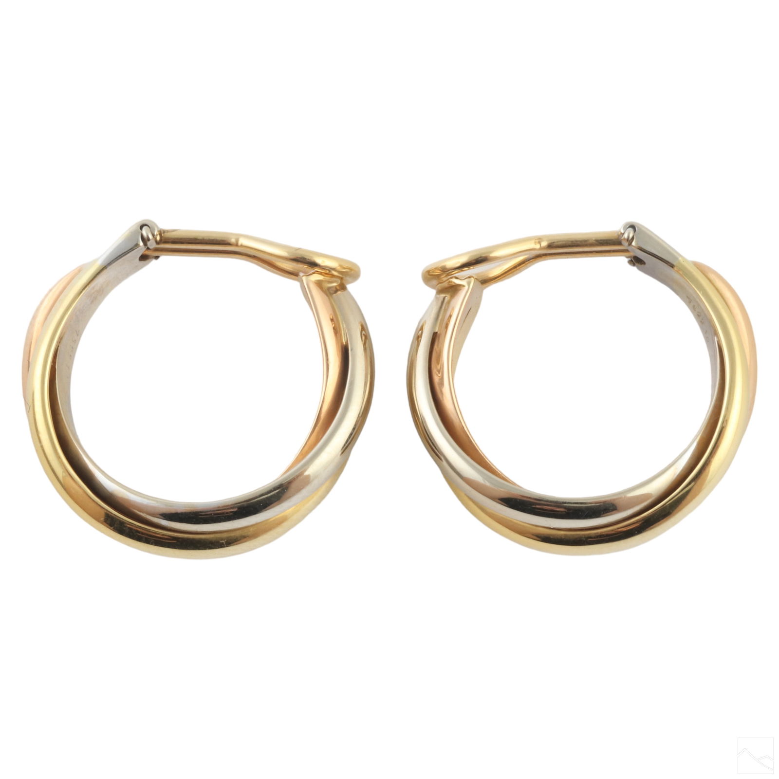 Cartier 18K Tri Gold Trinity Twisted Hoop Earrings (1 of 6)