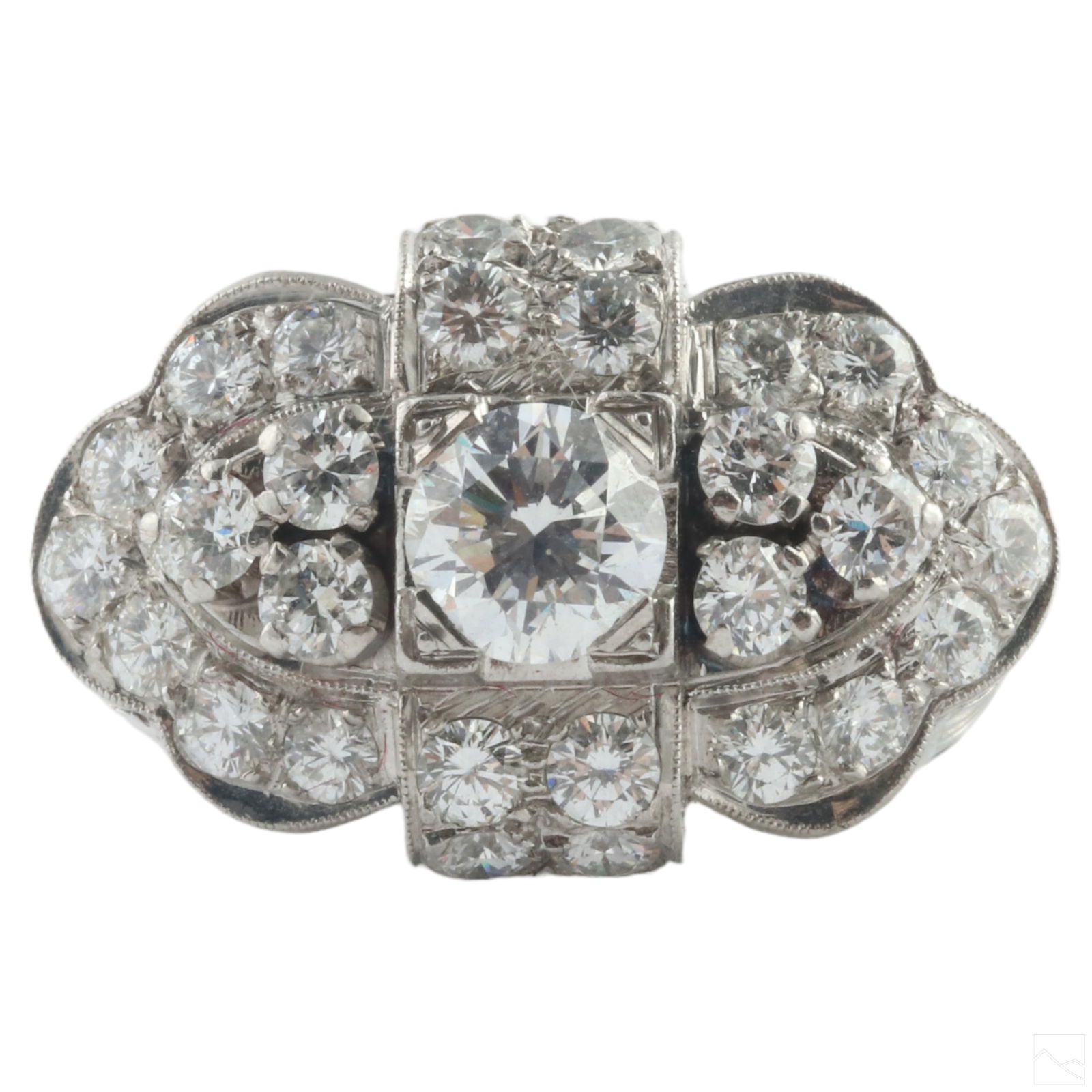 Platinum Art Deco 2.05CTTW Diamond Sz 5.5 Ring 14g (1 of 6)