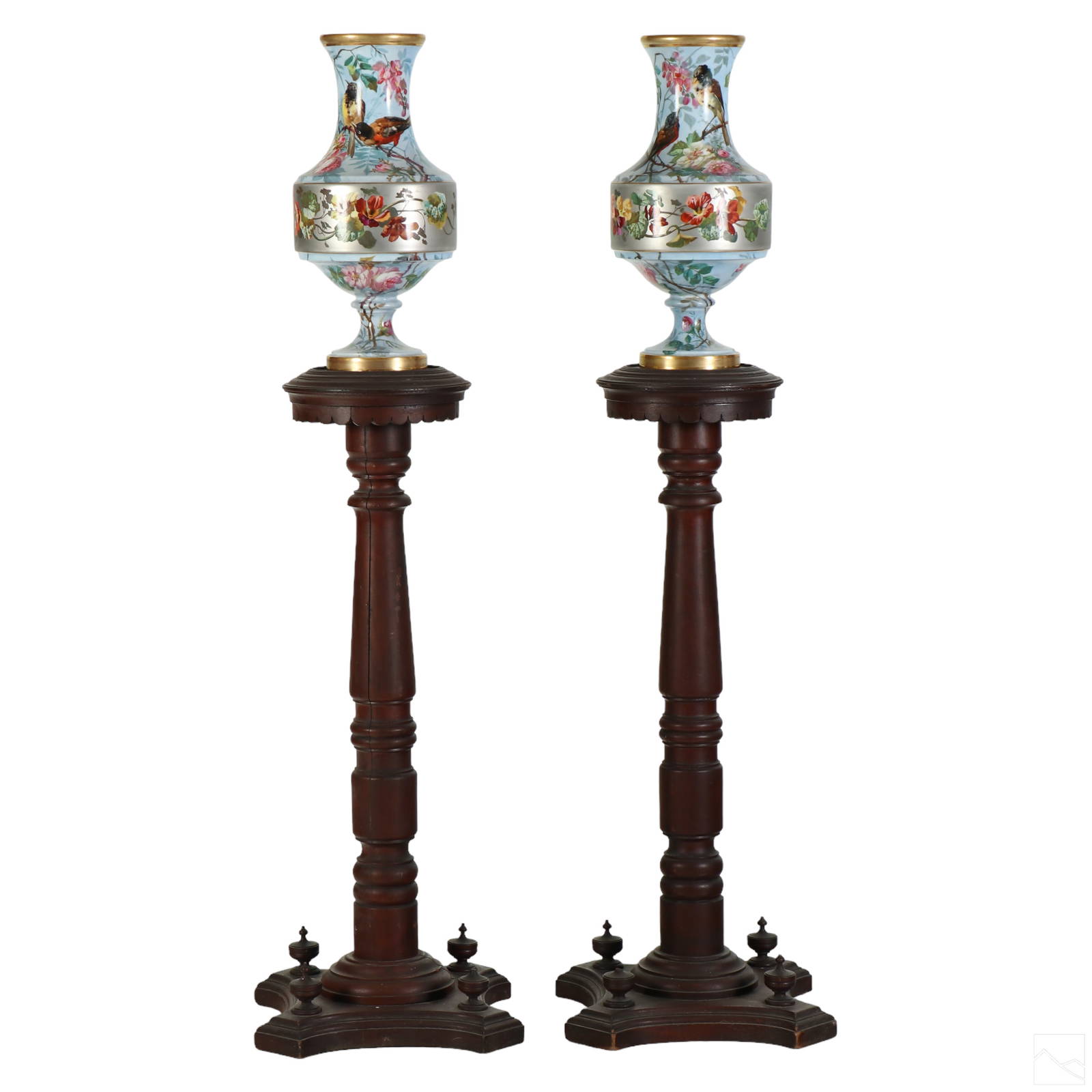 Narcisse Vivien Old Paris Porcelain Platinum Vases Auction