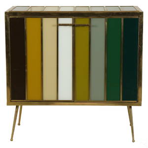 Luca Polato Italian Brass and Murano Glass Cabinet