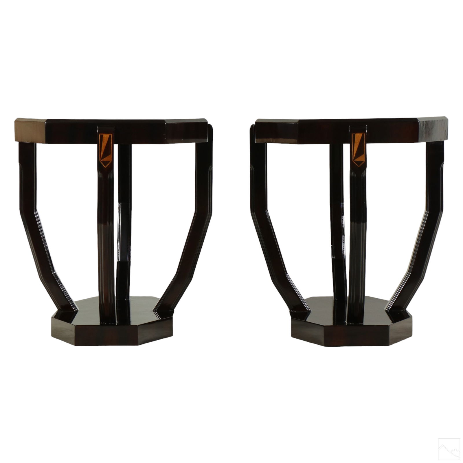 French Art Deco Style Pair Wood Octagonal Tables (1 of 4)