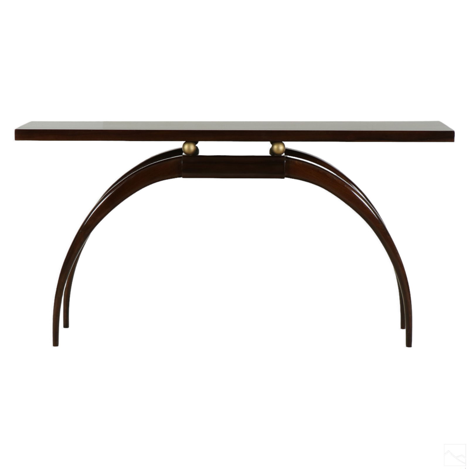 French Art Deco Style Moderne Wood & Brass Console (1 of 6)
