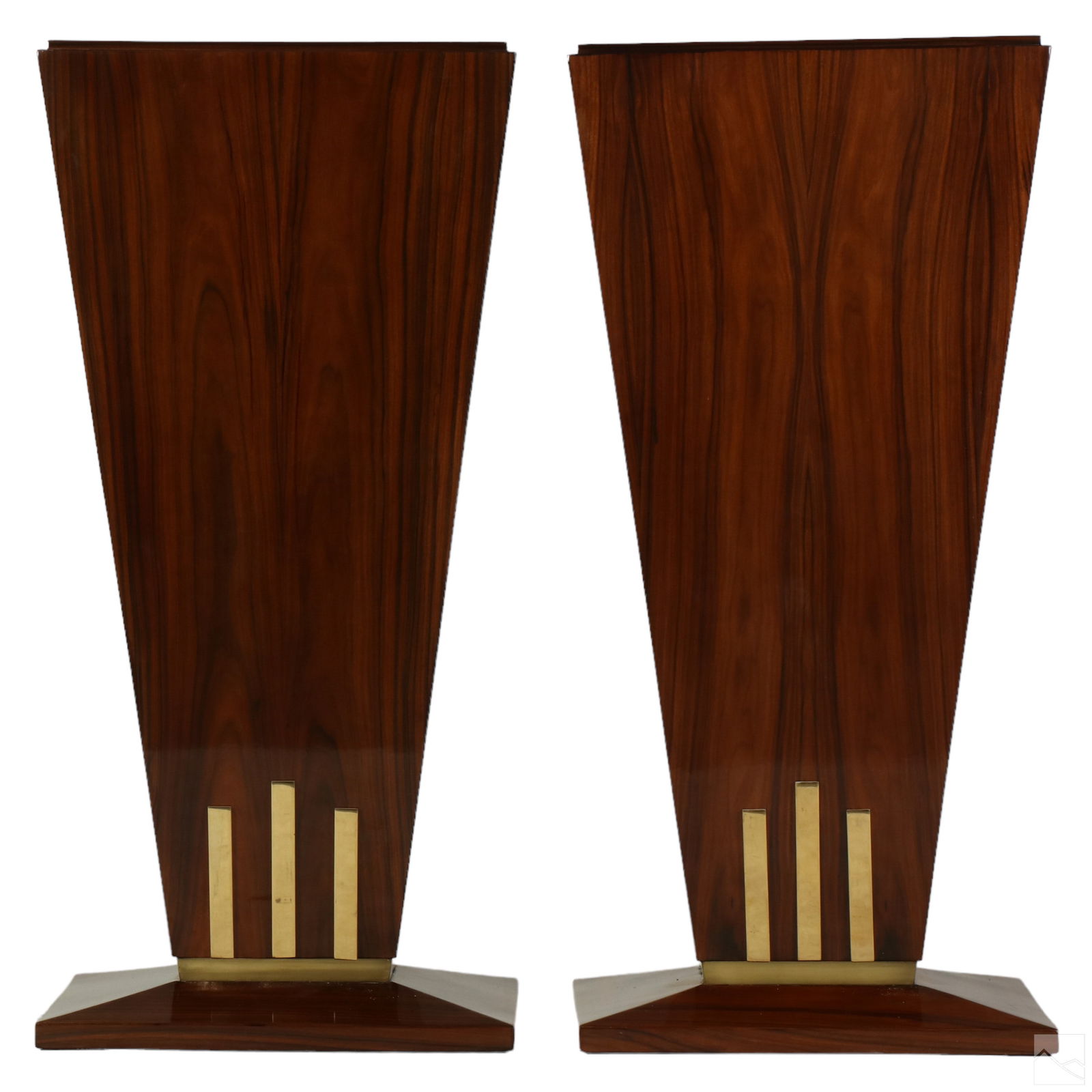 French Art Deco Style Wood & Brass Pedestal Stands (1 of 5)