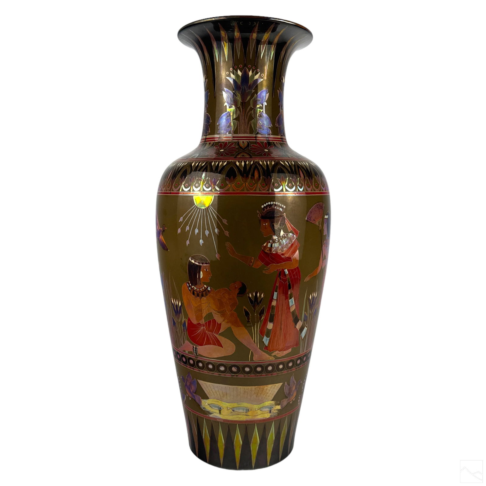 Zsolnay Hungarian Egyptian Revival Luster 20" Vase (1 of 8)