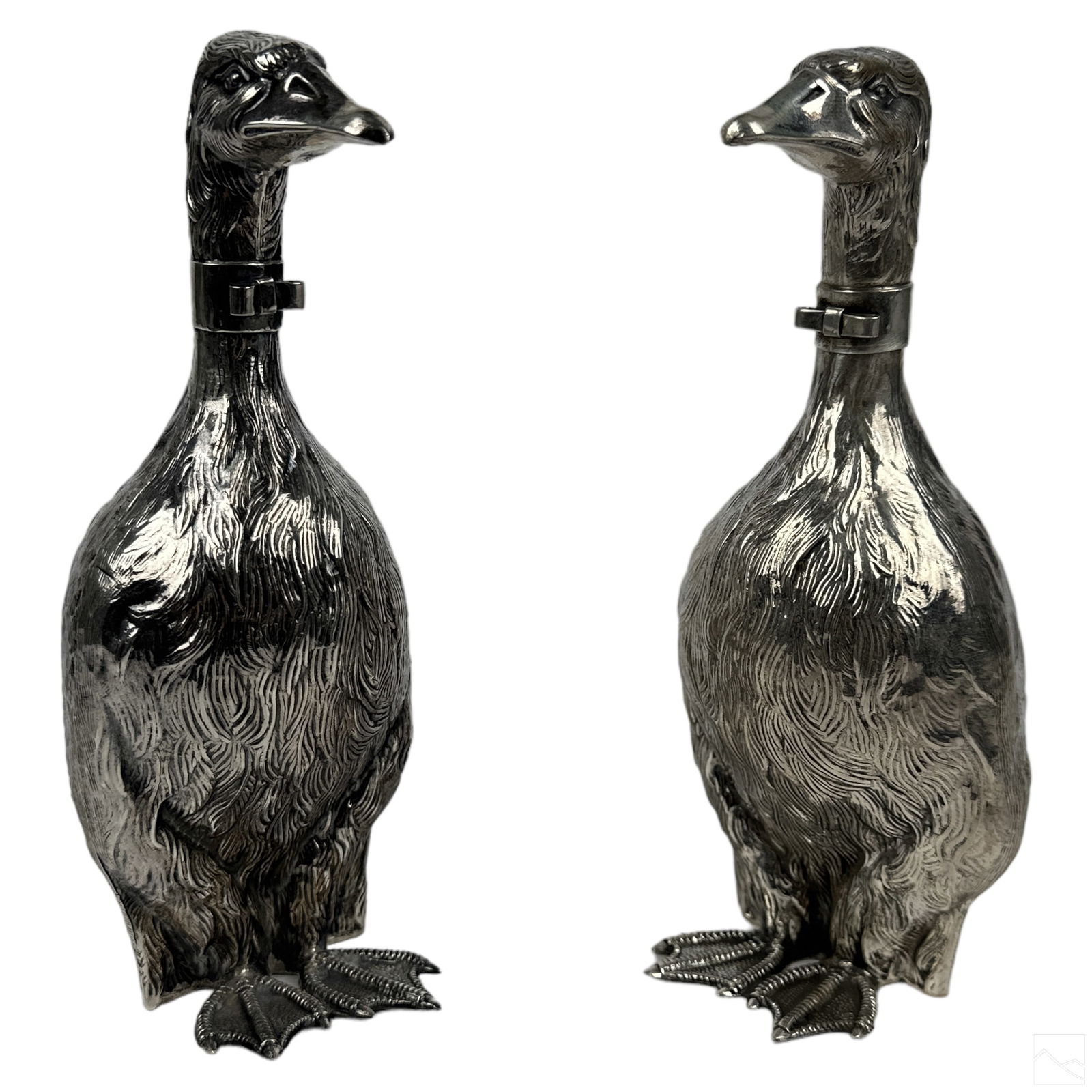 European 800 Silver Figural Duck Decanters 270g. (1 of 6)