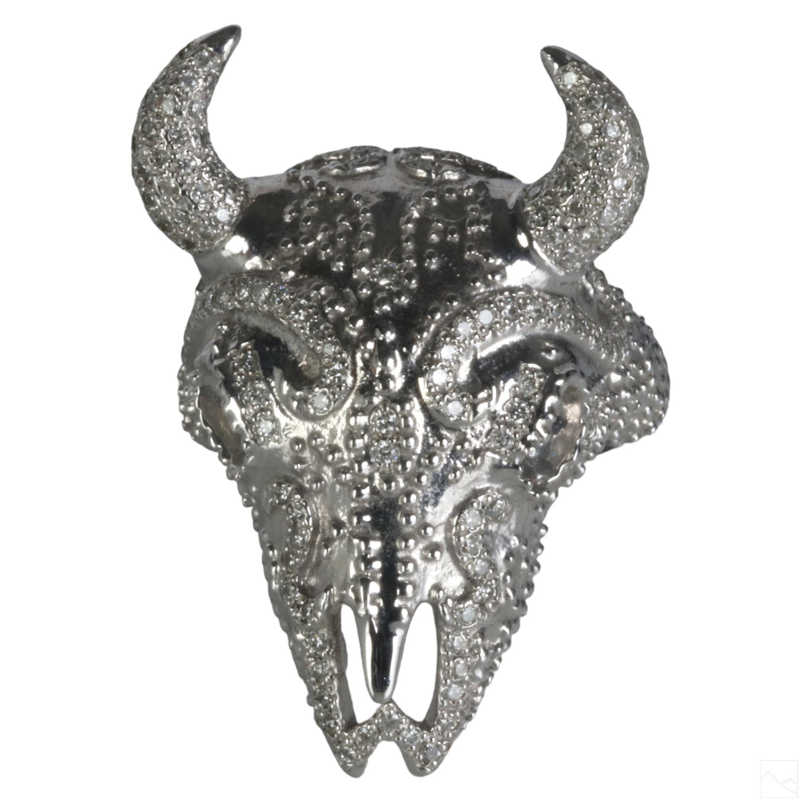 14K White Gold and Diamond Sz 5.25 Bull Ring 14.7g (1 of 7)