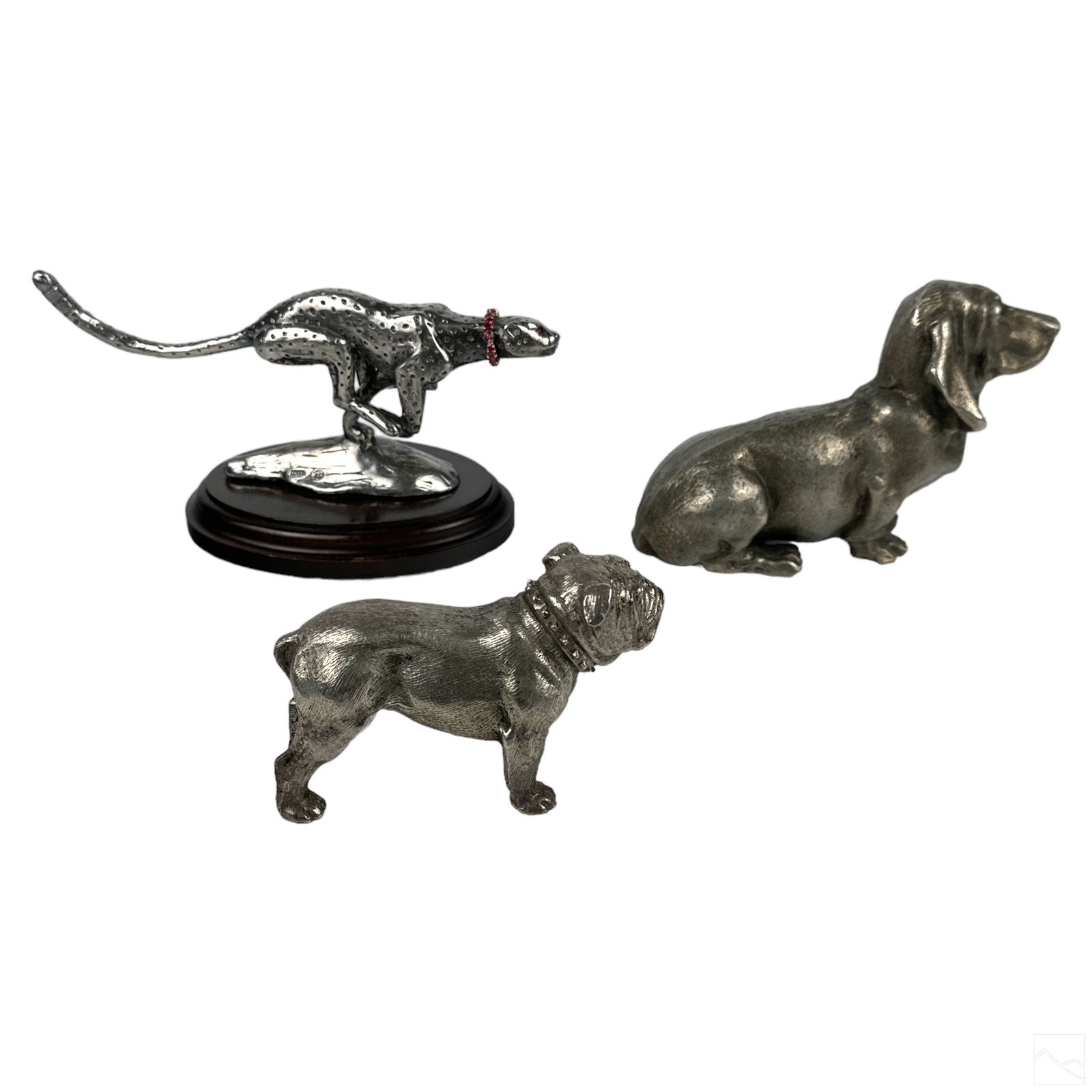 Silverplated Cheetah, Hound & Bulldog Figurine LOT (1 of 7)