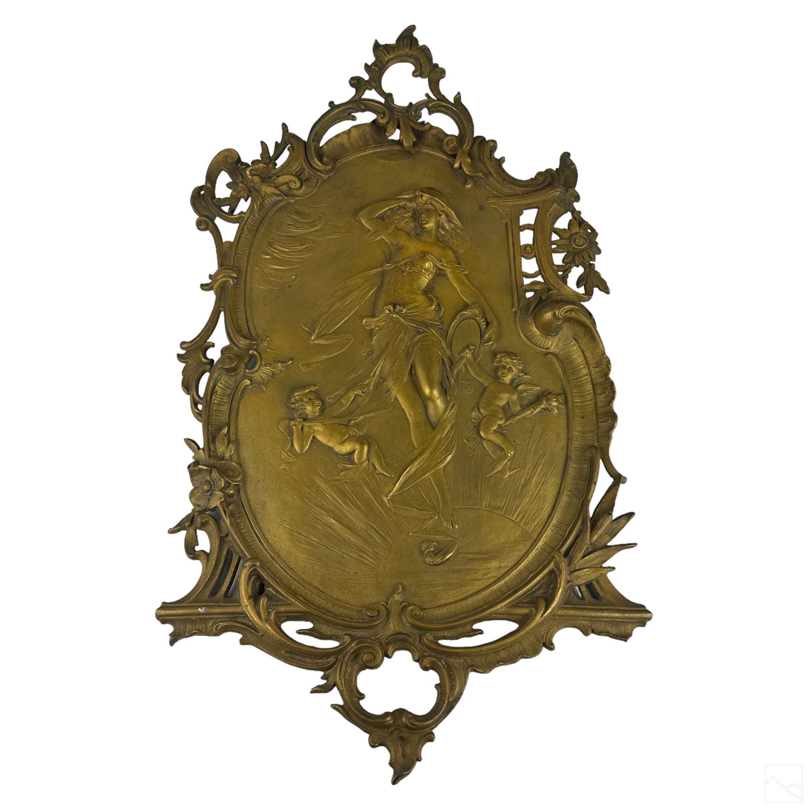 French Art Nouveau Bronze Figural Repousse Plaque (1 of 4)