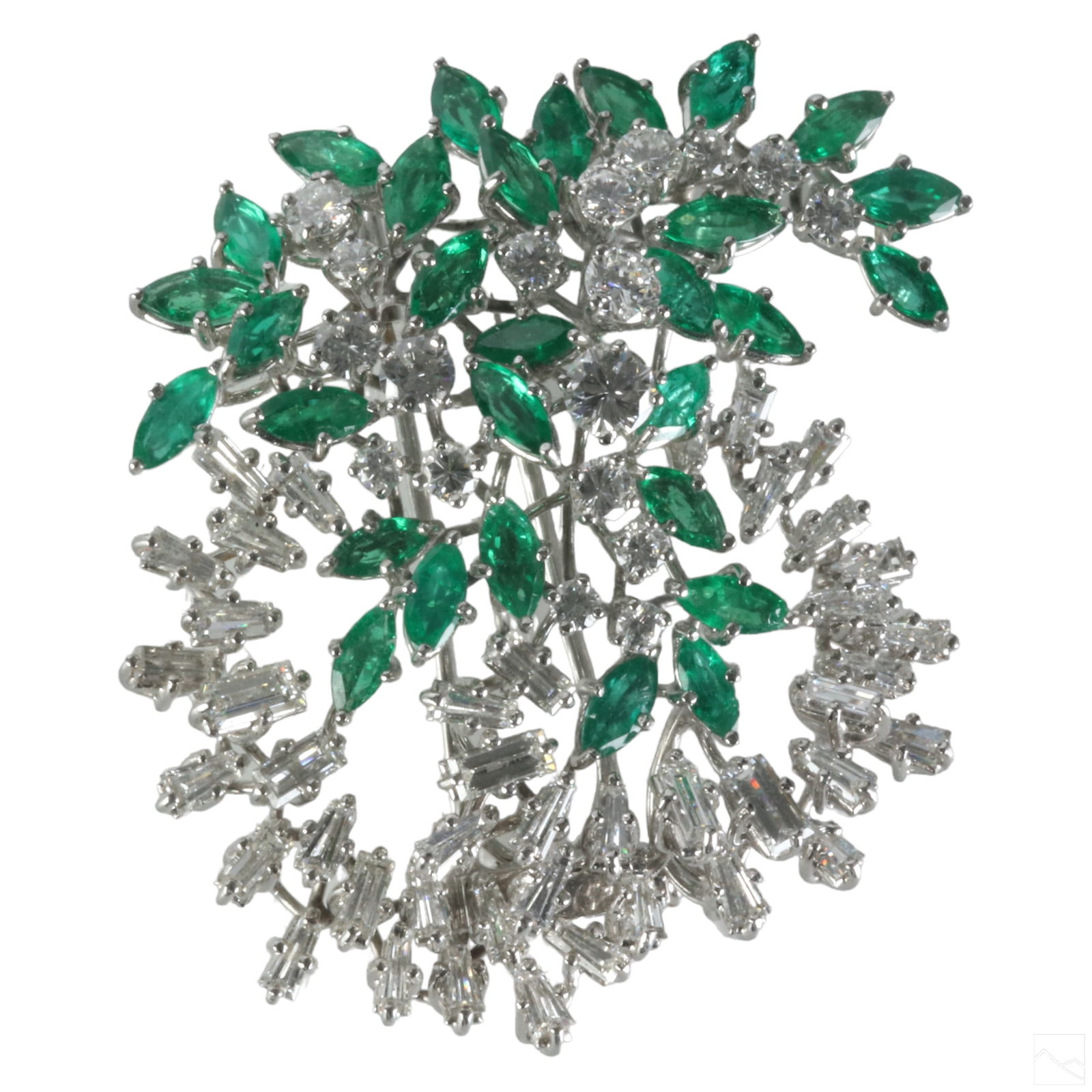 18K Gold Diamonds & Emeralds Designer Brooch Clip (1 of 5)