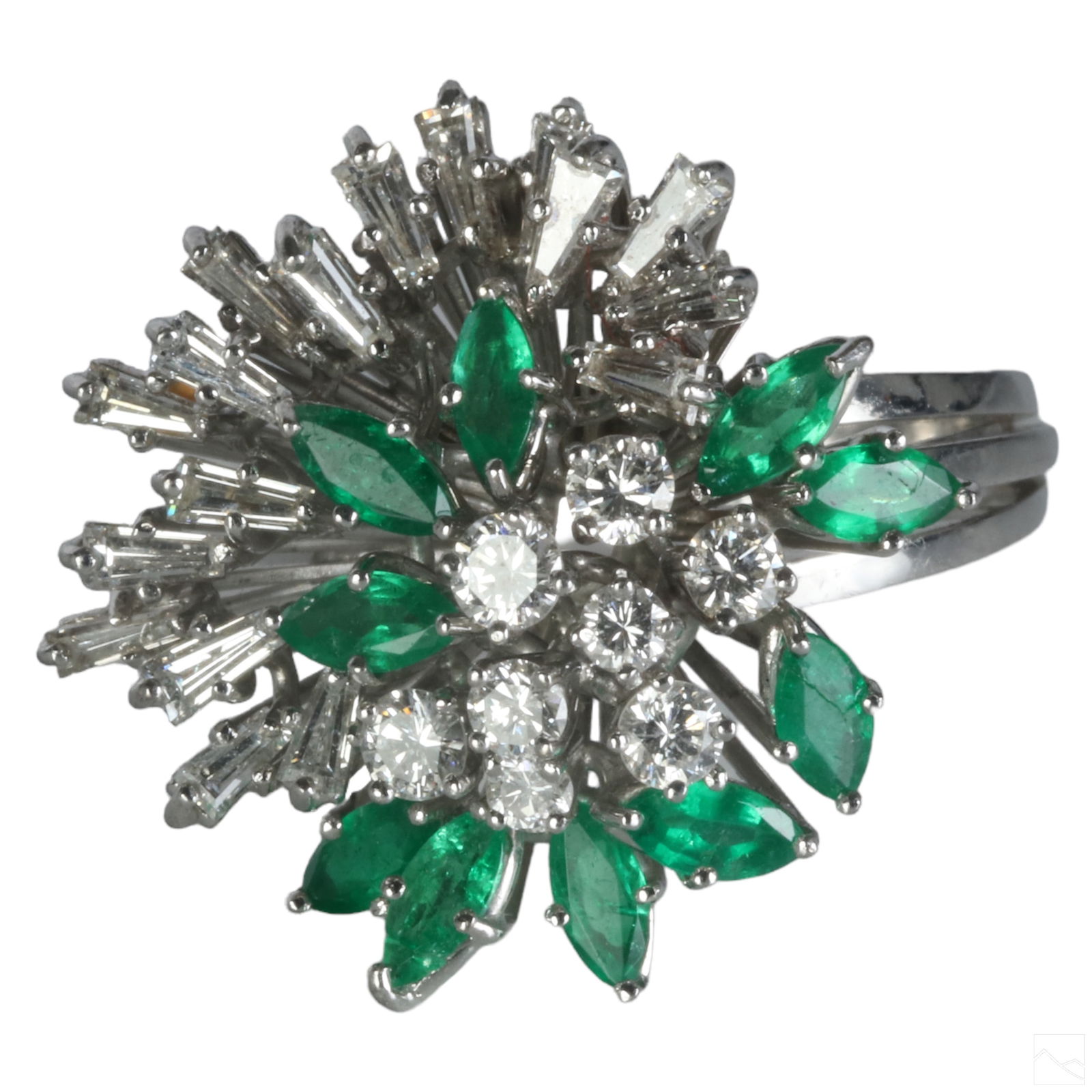 18K Gold and Diamond Emerald Cocktail Ring Sz 5.75 (1 of 7)