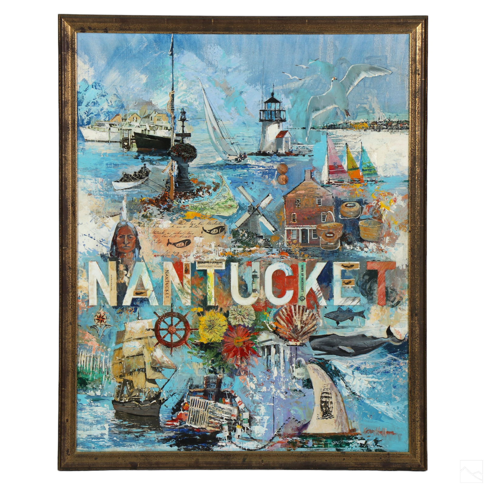 Kerry Hallam 1937-2020 English Collage Painting (1 of 7)