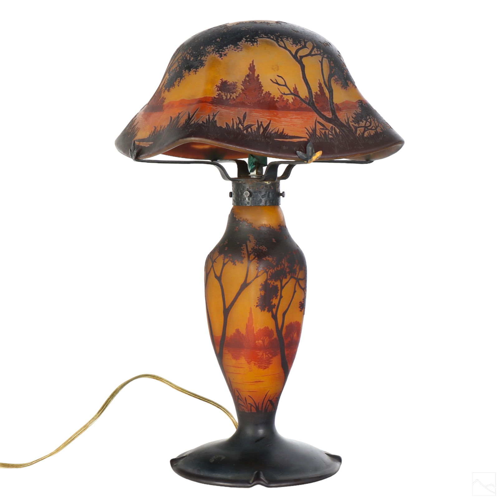 Daum Nancy French Cameo Art Glass Landscape Lamp (1 of 10)