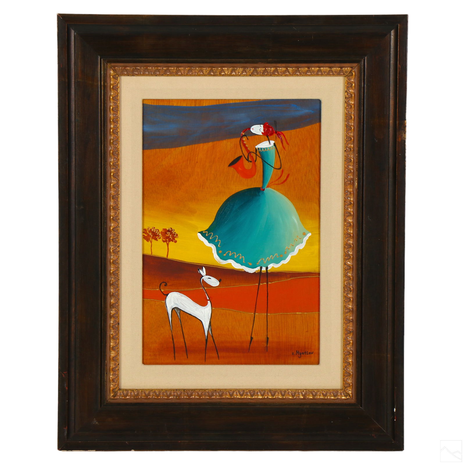 Ester Myatlov b1976 Saxophone Girl Painting w/ COA (1 of 7)