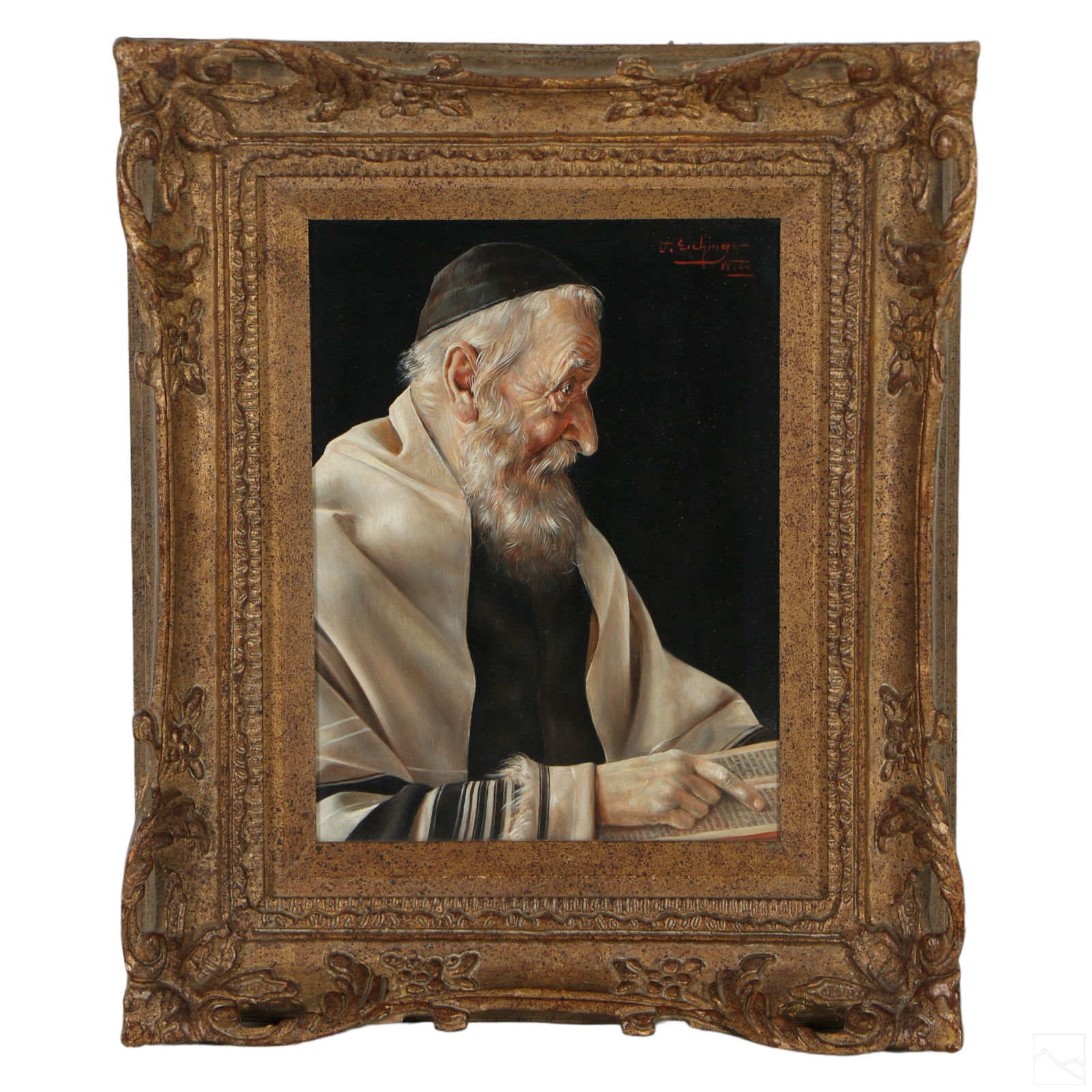 Otto Eichinger 1922-2004 Rabbi Figure Oil Painting (1 of 6)