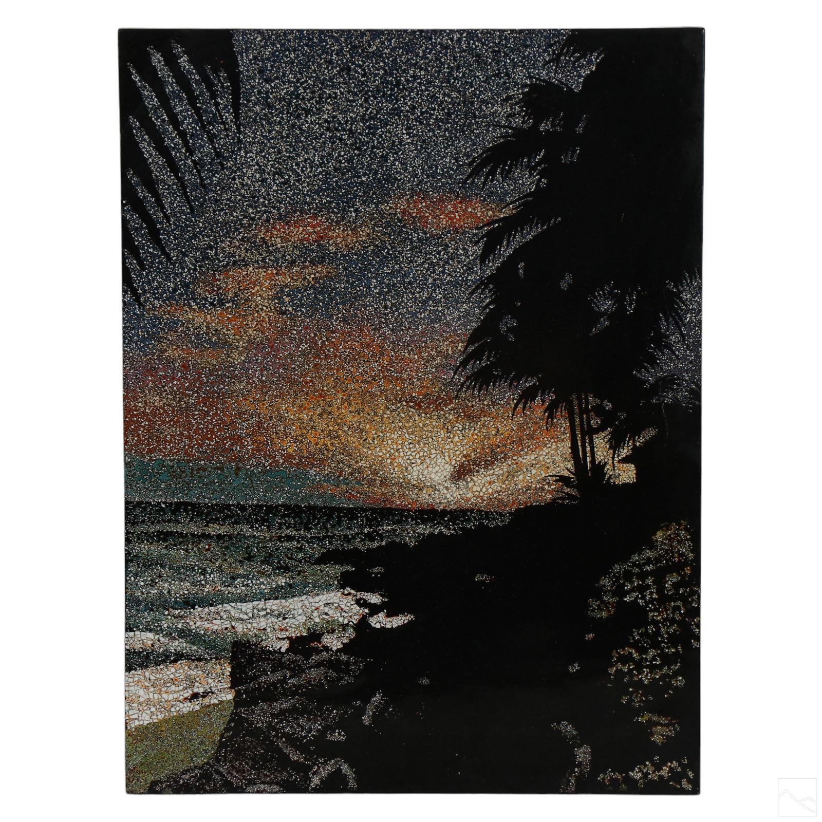 Vietnamese Lacquered Eggshell Mosaic Art Landscape (1 of 4)