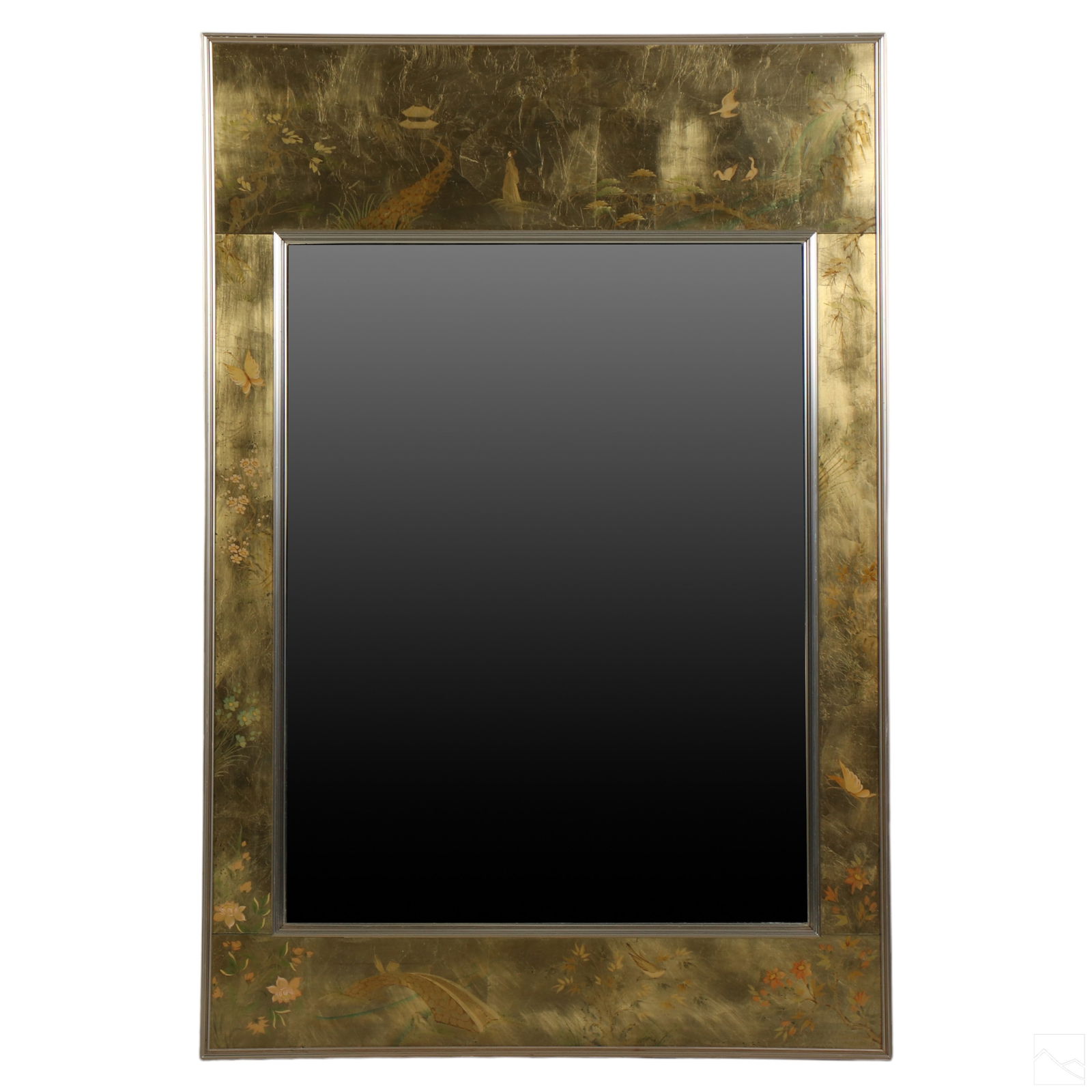 LaBarge Gold Leaf Painted Glass Chinoiserie Mirror (1 of 8)