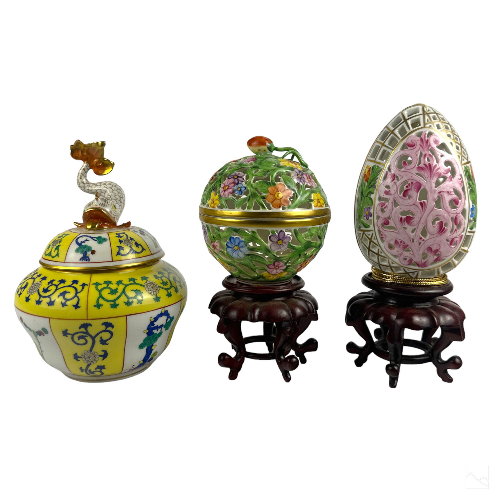 Herend Hungarian Porcelain Chinese Boxes 3pc. LOT (1 of 5)