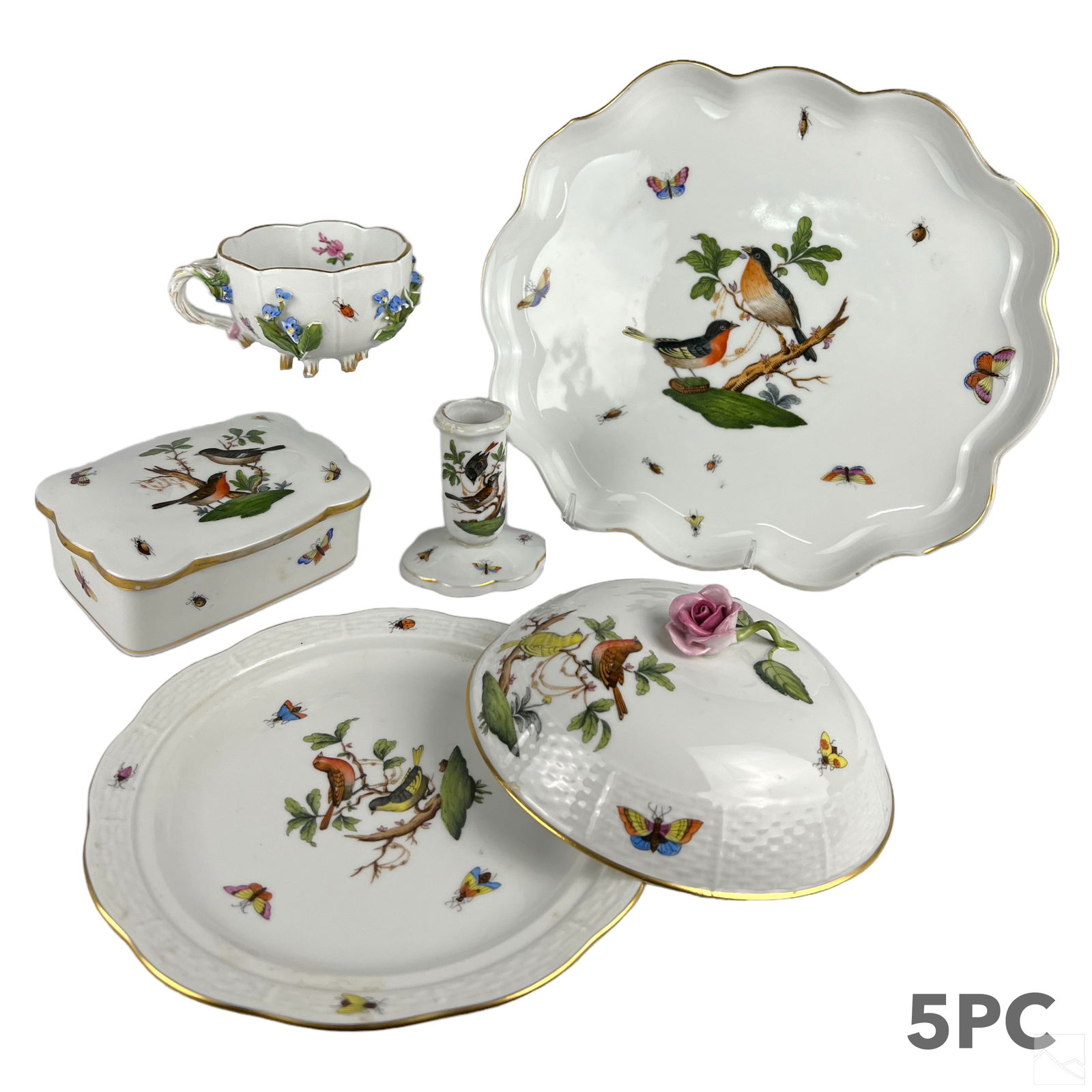 Herend Hungarian Porcelain Rothschild Bird 5pc Lot (1 of 4)