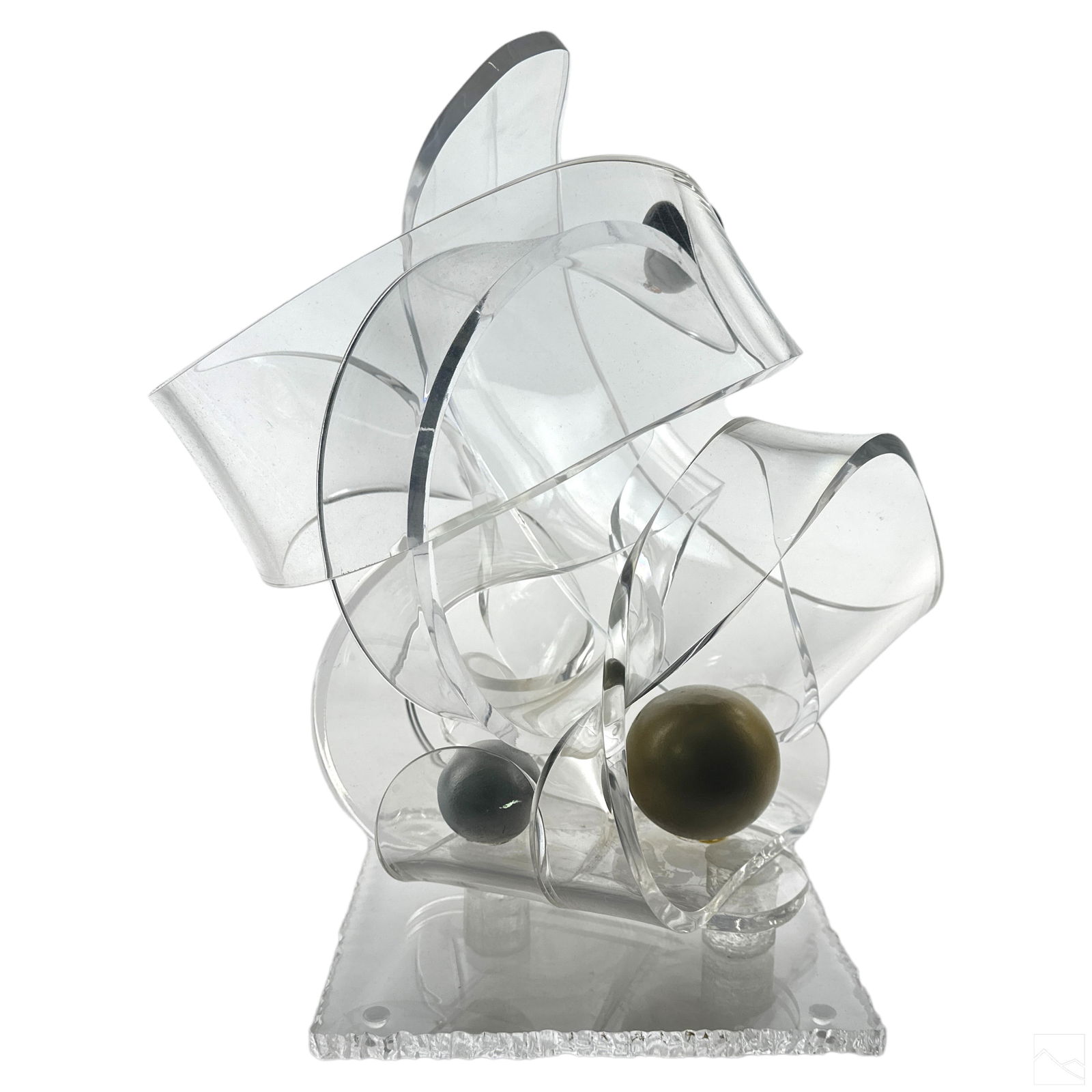 Modern Abstract Acrylic Wood Ribbon Orb Sculpture (1 of 5)