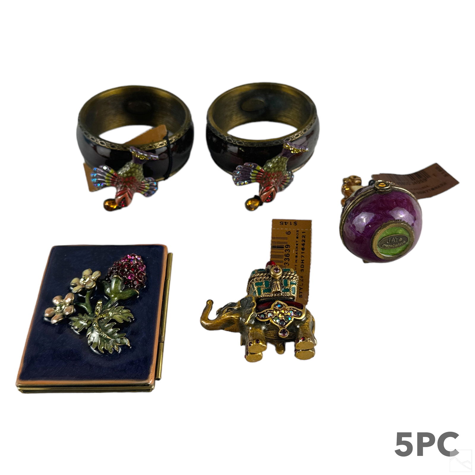 Jay Strongwater Boxes Napkin Rings Frame 5pc LOT (1 of 7)