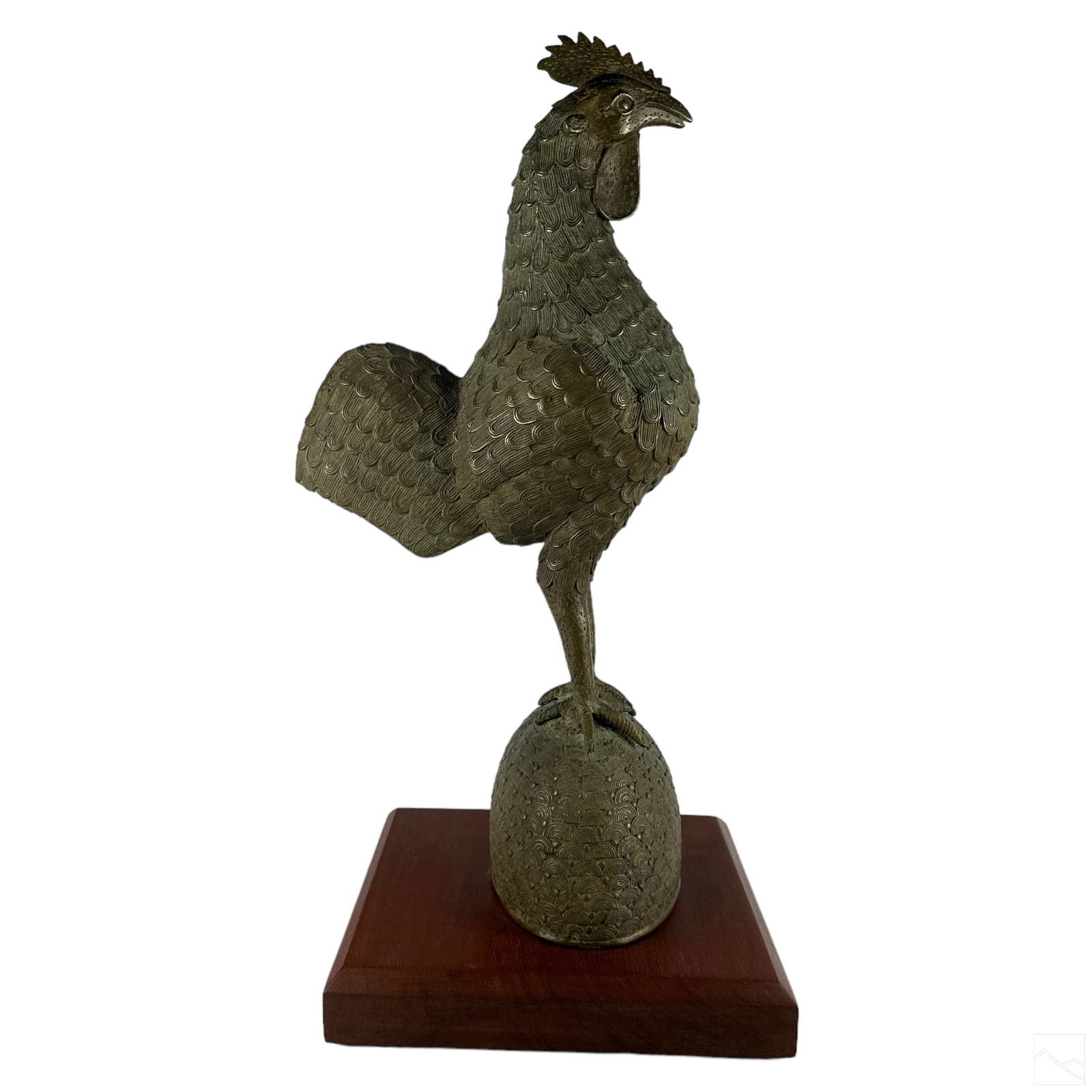 African Benin Bronze Iyoba Queen Rooster Sculpture (1 of 5)