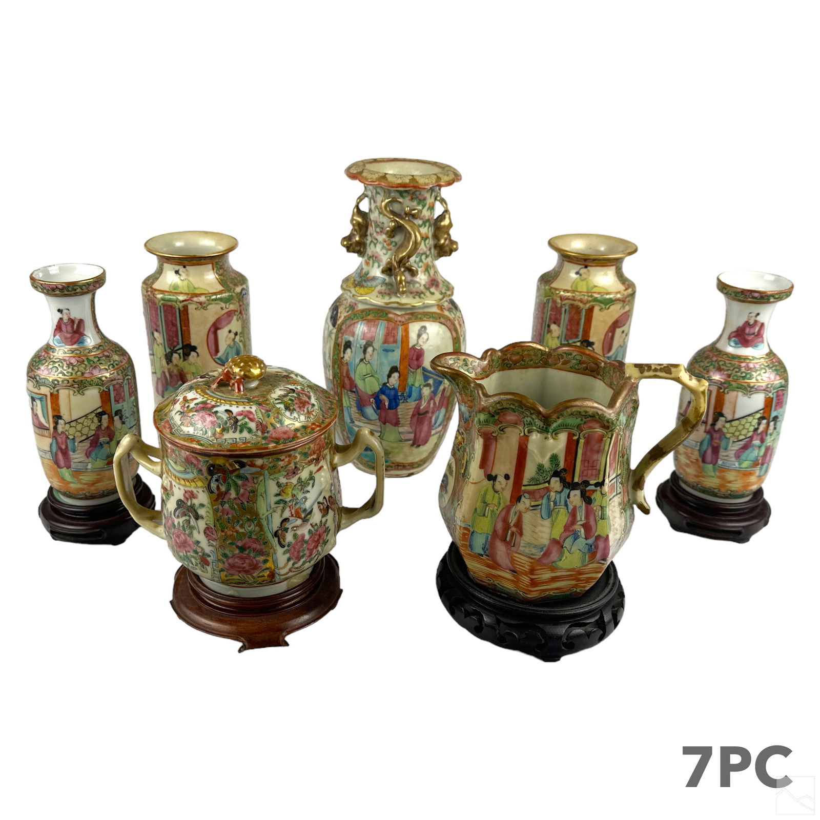 Chinese Rose Medallion Porcelain 7pc. Vessel LOT (1 of 7)