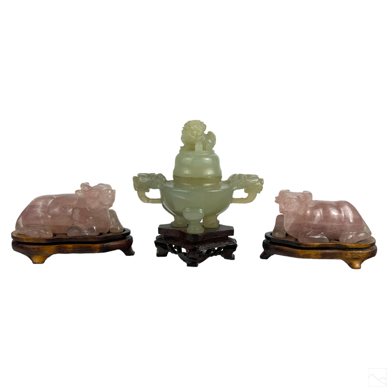 Chinese Jade Vase Urn & Rose Quartz Sculptures (1 of 7)