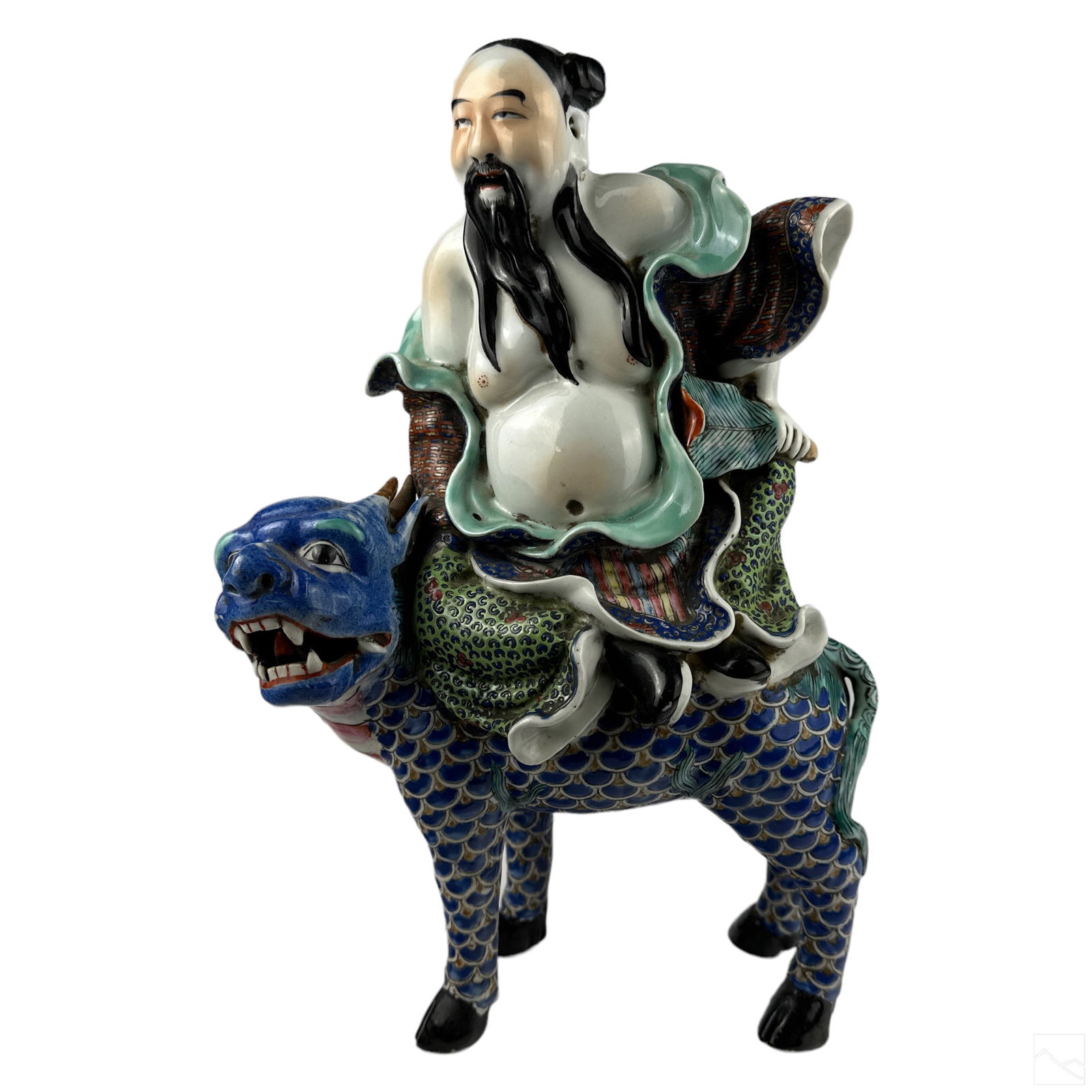 Chinese Porcelain Figural Immortal & Fu Dog Statue (1 of 5)