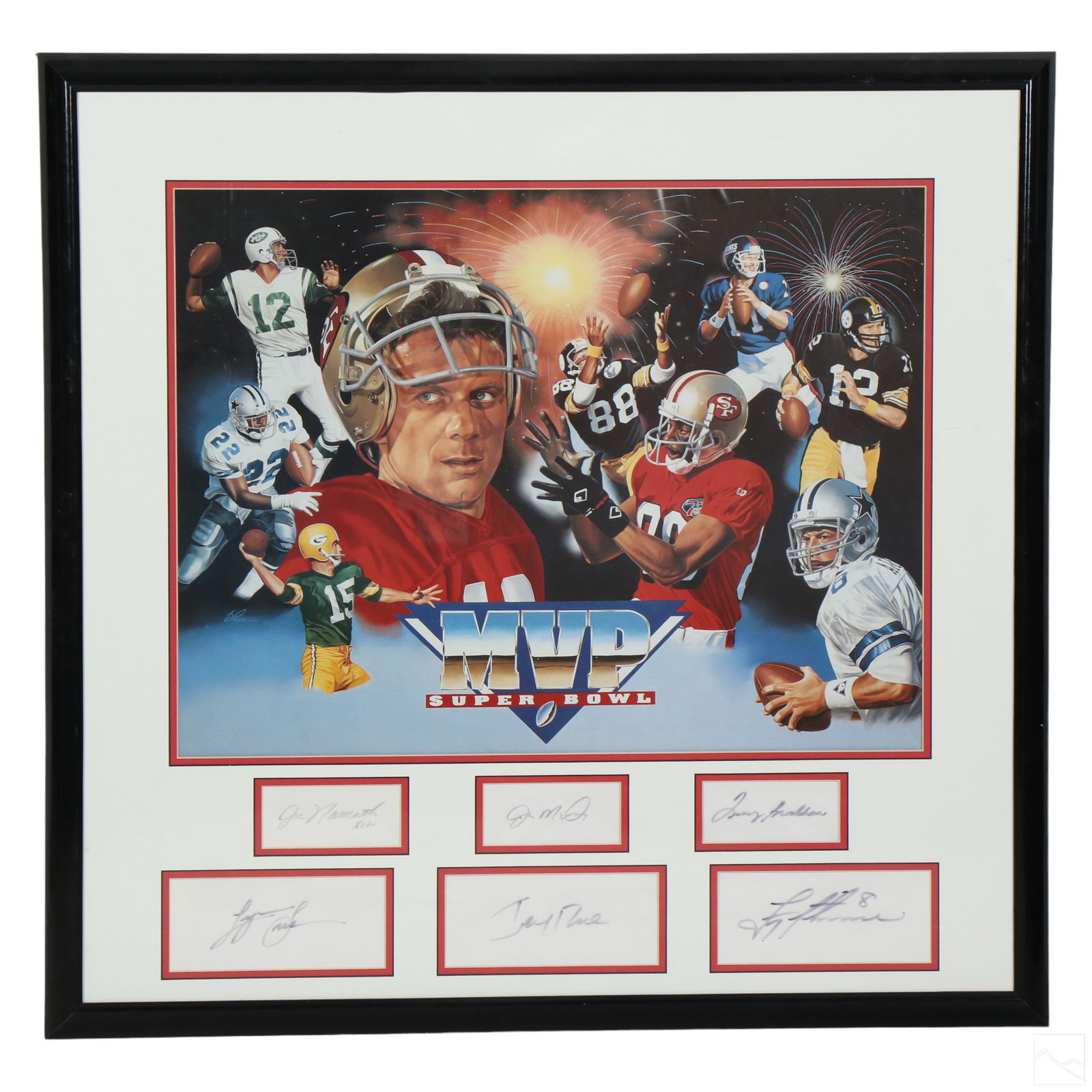 NFL Super Bowl MVPs AUTOGRAPHS & Litho 6pc SET COA (1 of 7)