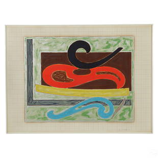 Frank Stella b.1936 Eskimo Curlew LE Litho SIGNED: Frank Stella (American, born 1936). A limited edition colored lithograph on paper. Titled "Eskimo Curlew.". Produced circa 1977 from the artist's Exotic Bird Series. Signed and dated 1977 with