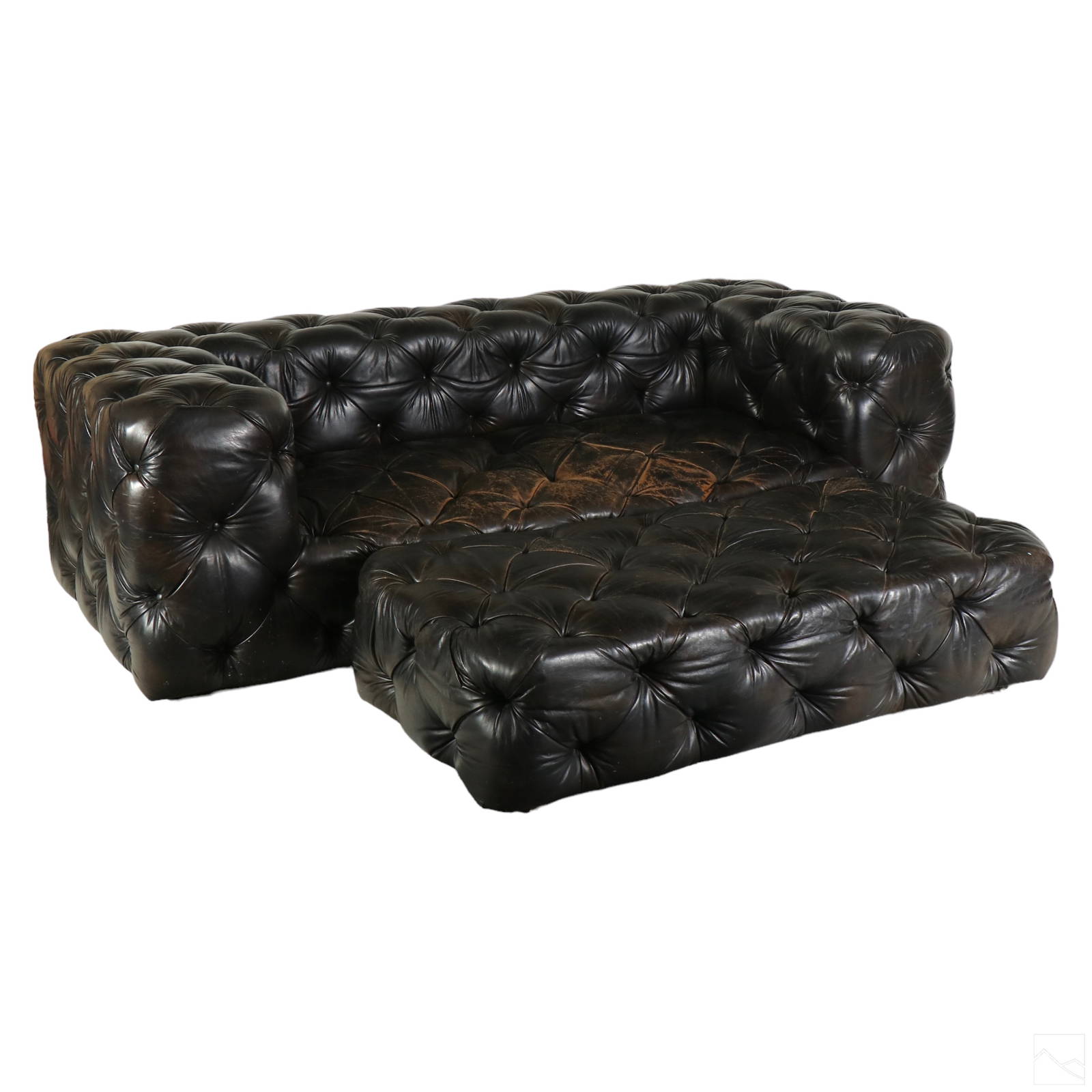 Restoration Hardware Leather Sofa Couch & Ottoman Auction