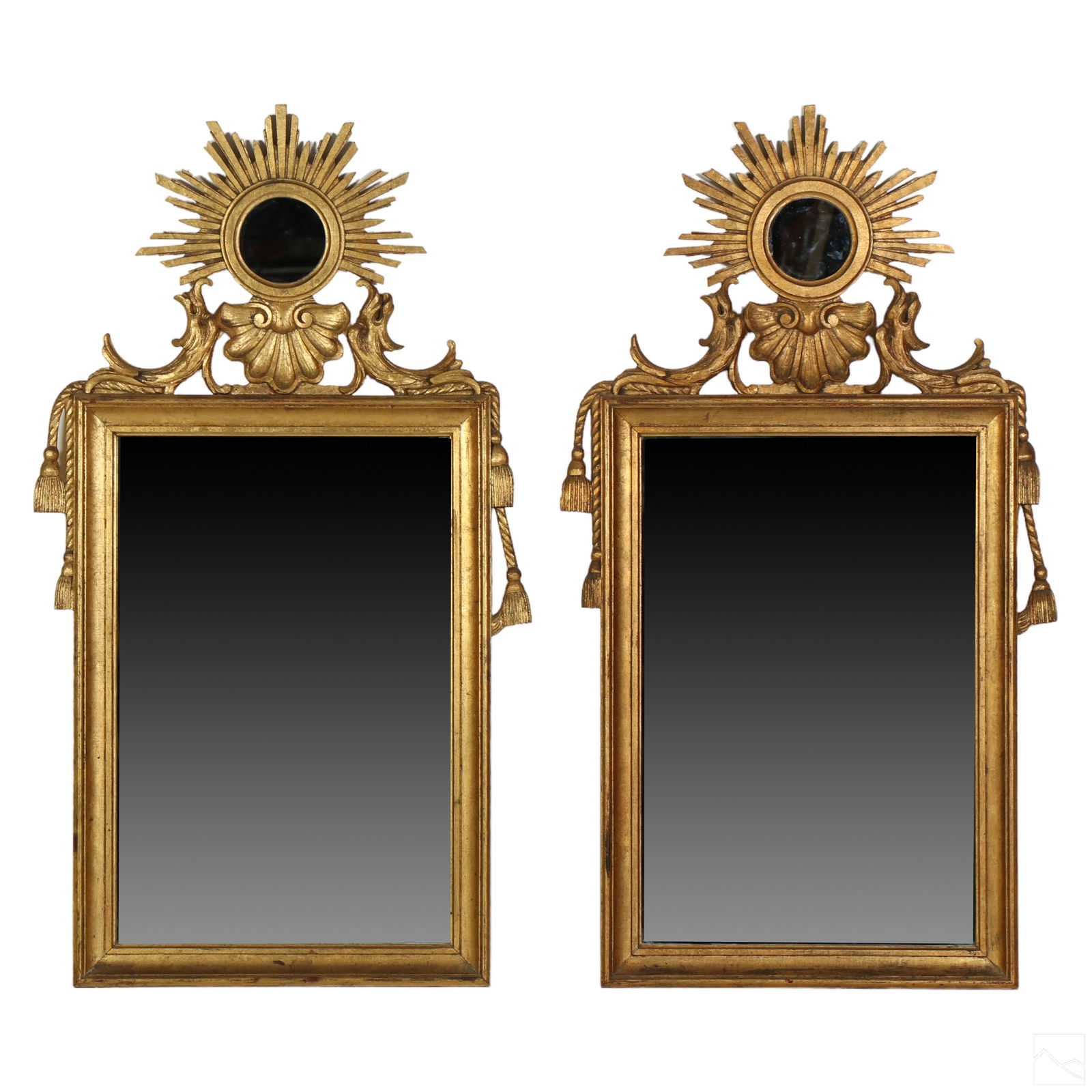 Giltwood Carved Pair of Wall Mirrors with Sunburst (1 of 6)