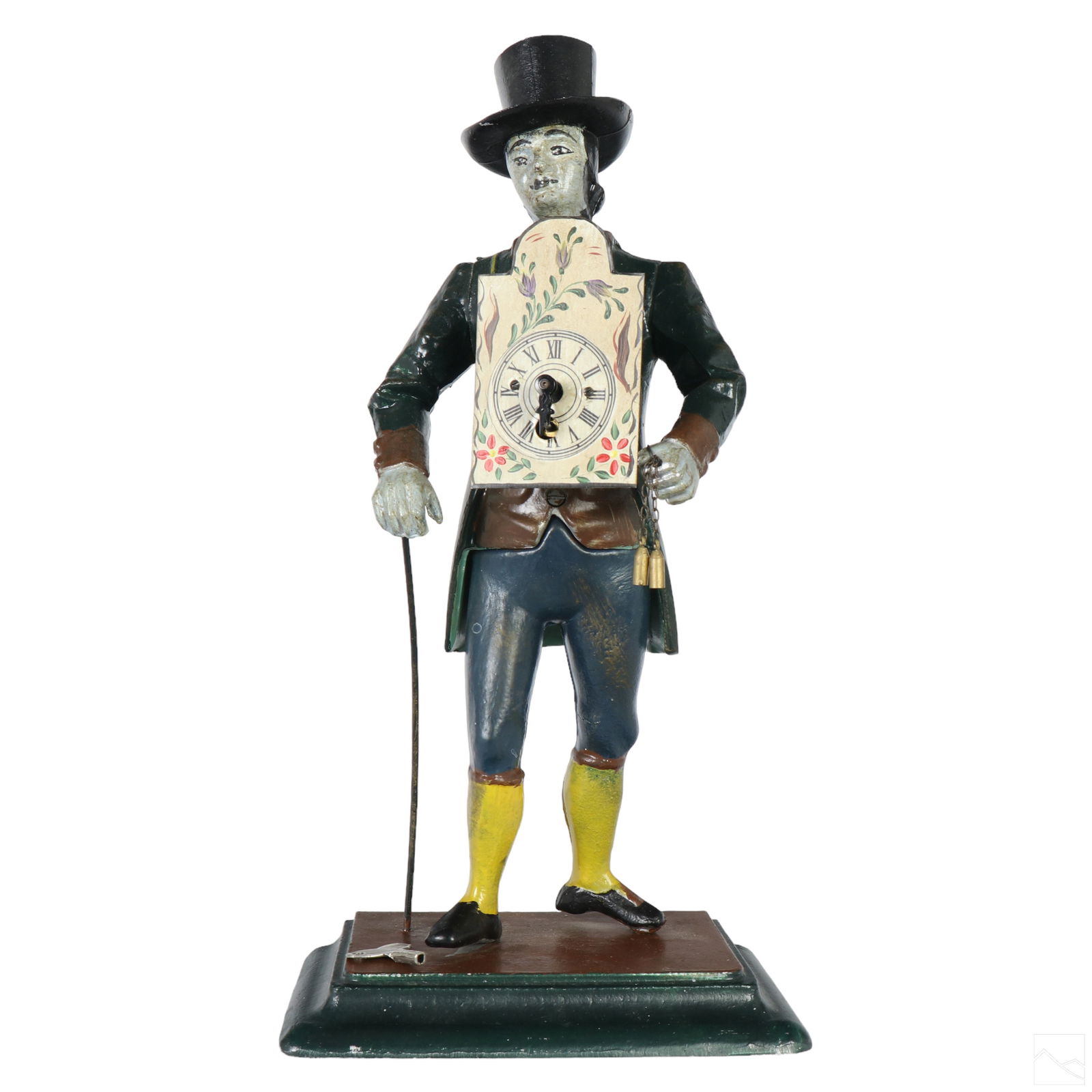 Dutch Antique Painted Metal Figural Peddler Clock (1 of 5)