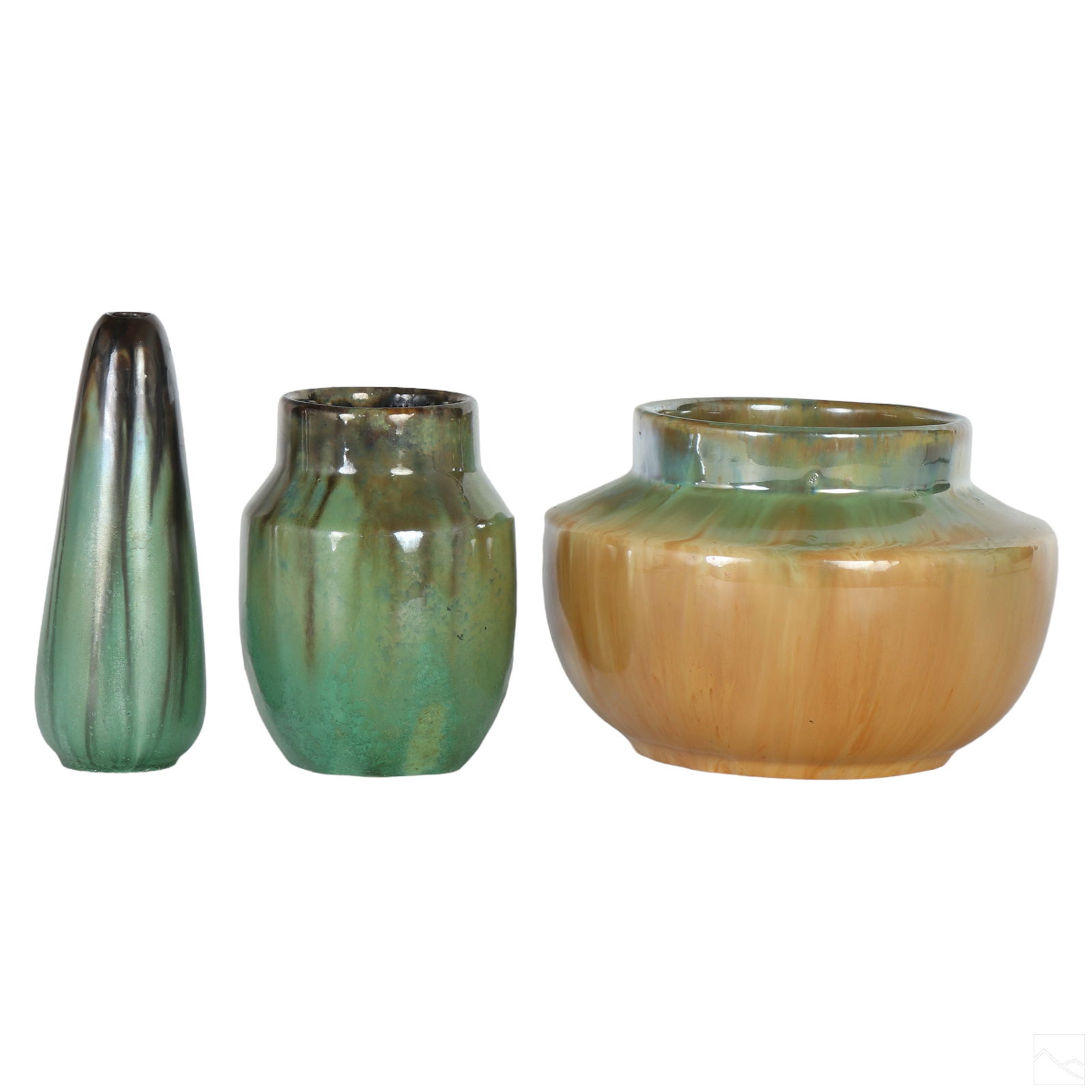 American Art Pottery Flambe Glaze Vases 3pc LOT (1 of 4)