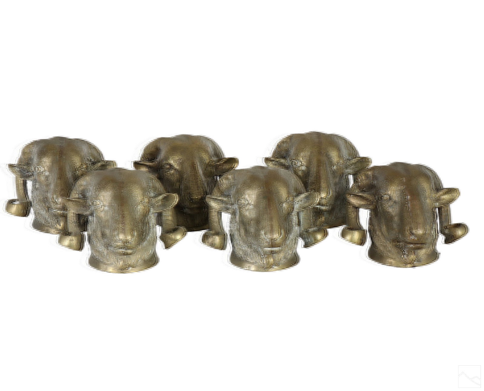 Hollywood Regency Bronze Rams Head Bust Sculptures (1 of 5)