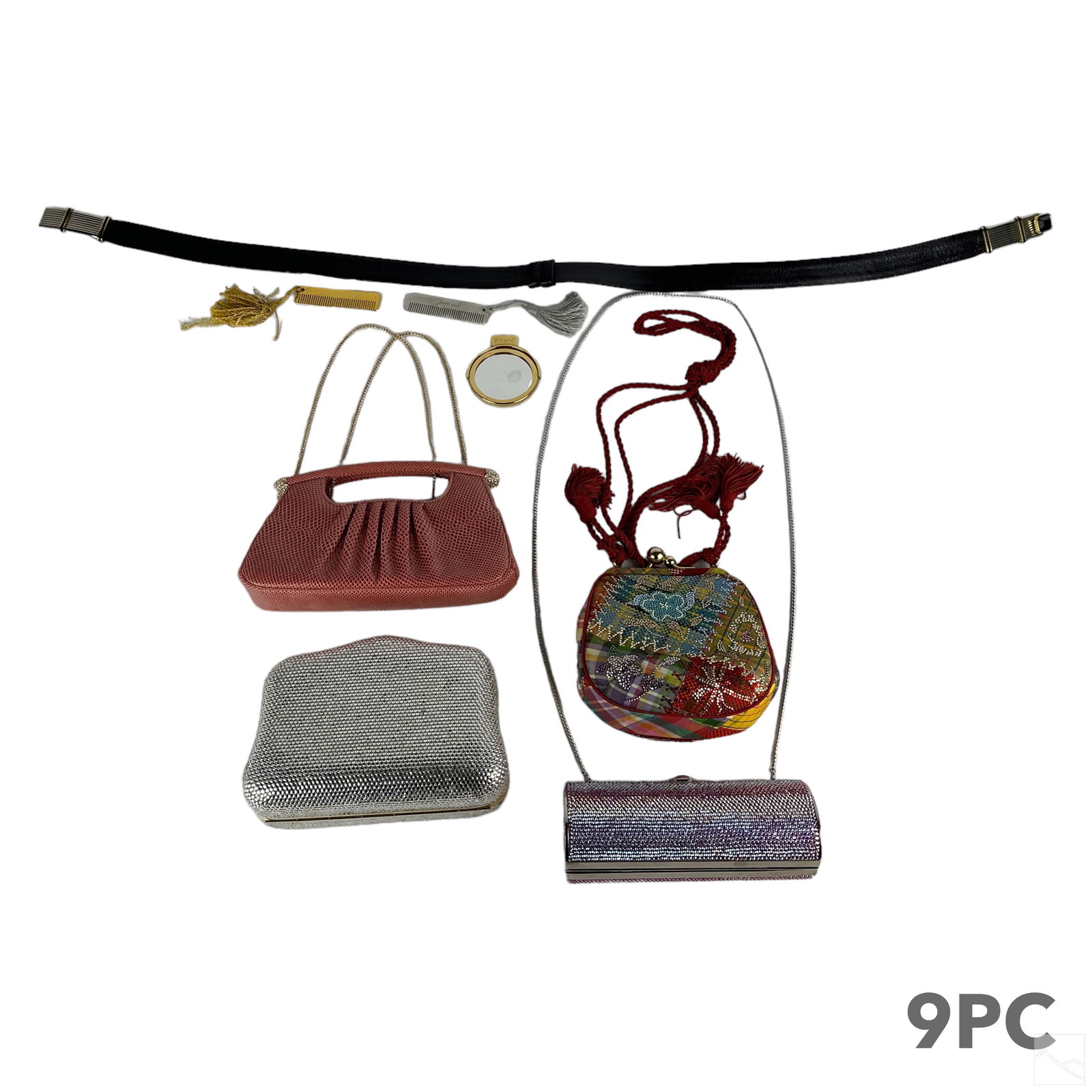 Judith Leiber Purse Bag Belt Mirror & Combs 9p LOT (1 of 7)
