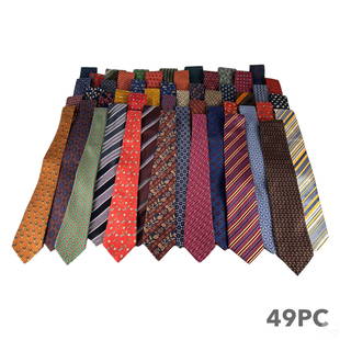 Hermes Gucci Armani Dior Designer Ties 49pc. LOT: An estate collection of 49 designer men's fashion neckties. Various materials, styles, and designers, including: Hermes Paris, Christian Dior, Gucci, Giorgio Armani, Bottega Veneta, Salvatore Ferragam