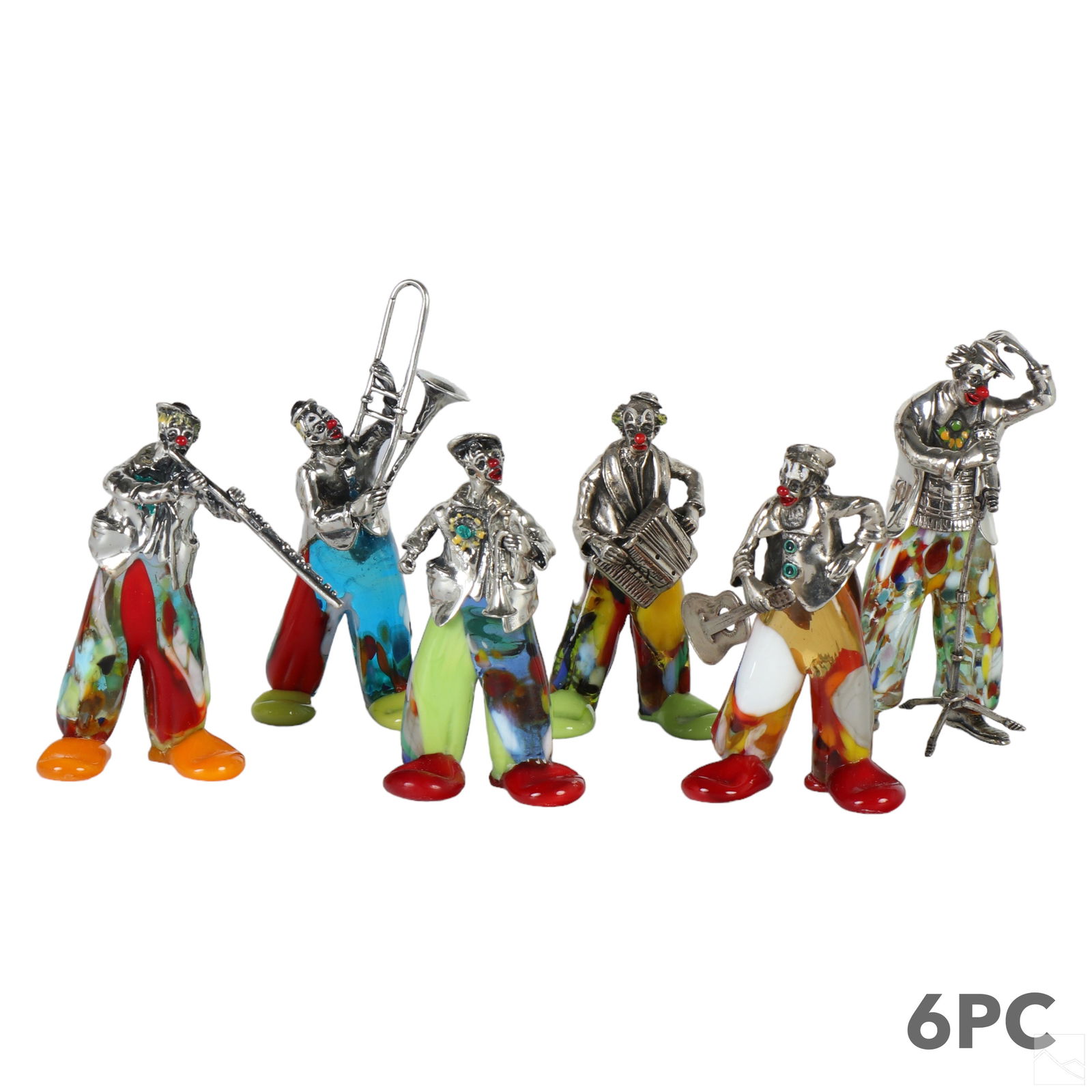 Italian Silver & Murano Glass Clown Band Figurines (1 of 7)